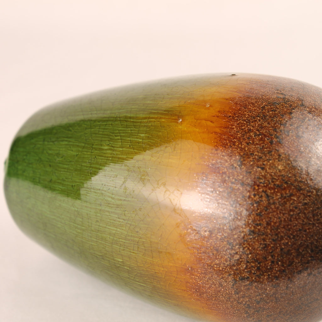 Keramieken Vaas – Fat Lava Stijl in Groen, Oker en Bruin