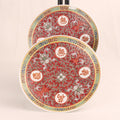 Chinese decoratieve bordjes (2) - rood emaille motief - 14,5 cm