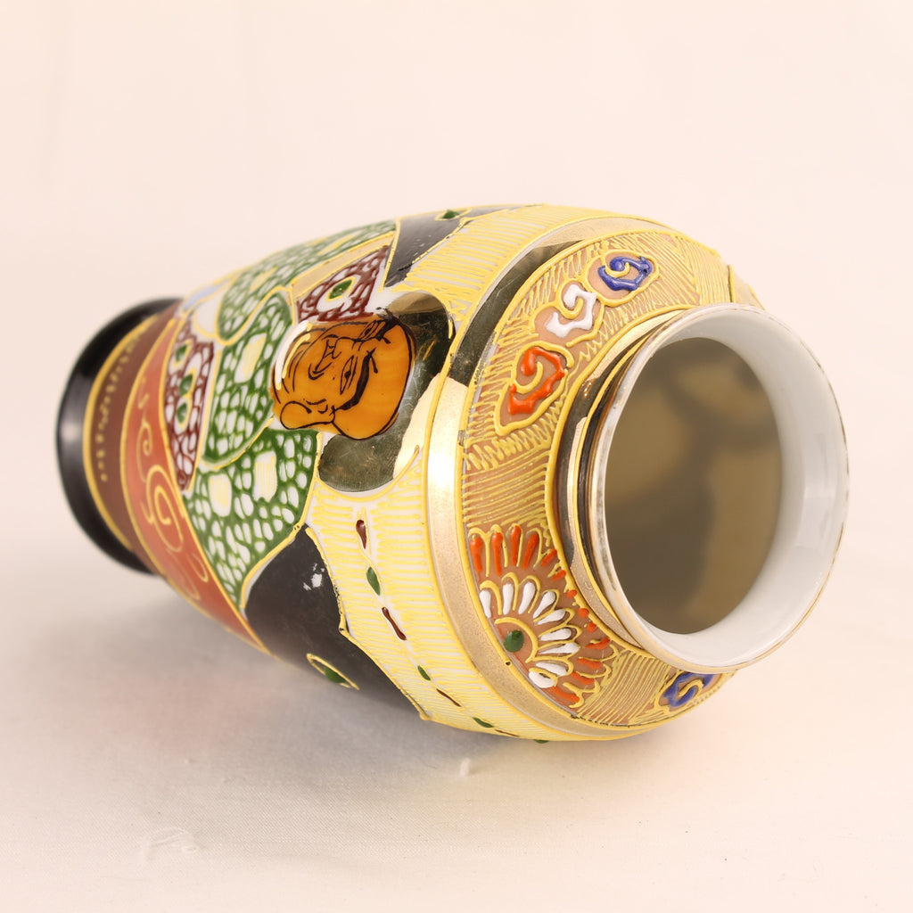 Japanse Satsuma Moriage Vaasje 12.5 cm - Handbeschilderd & Rijk Verguld - ca. 1940–1970
