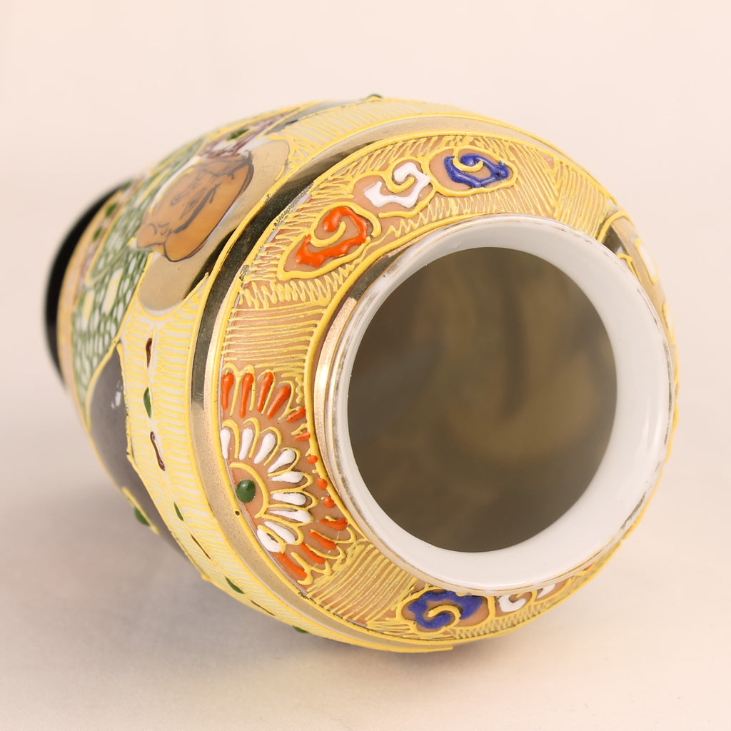 Japanse Satsuma Moriage Vaasje 12.5 cm - Handbeschilderd & Rijk Verguld - ca. 1940–1970