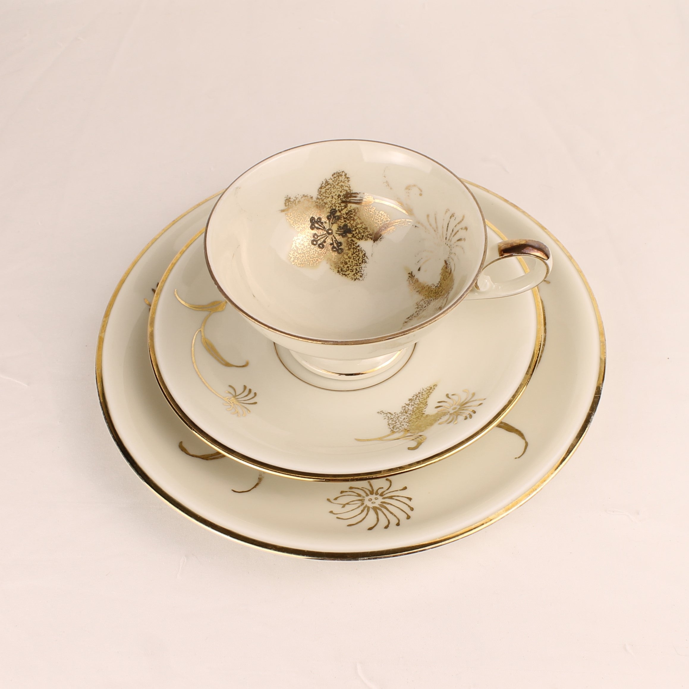Schirnding Bavaria kop en schotel set - vintage porselein gouddecor