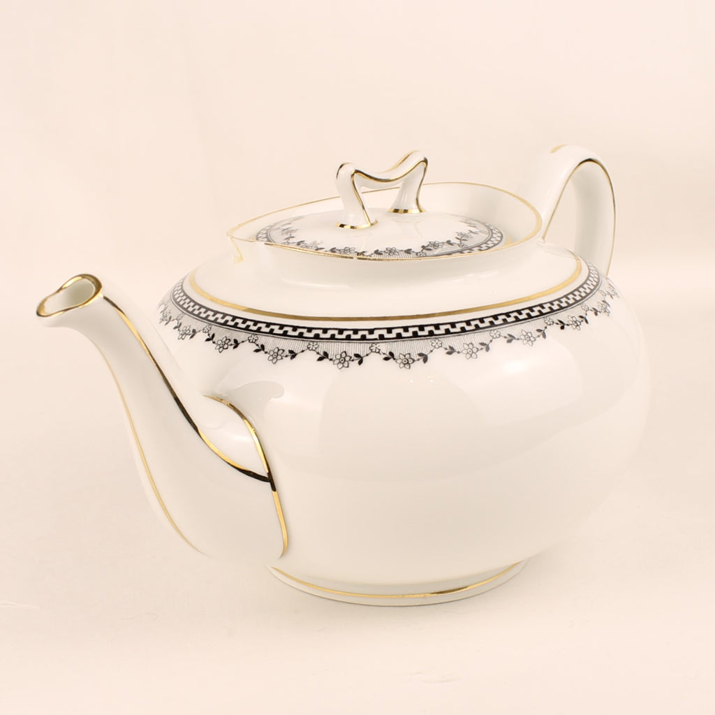 Theepot Paul Müller Selb Bavaria - Zwart Wit Goud Decor