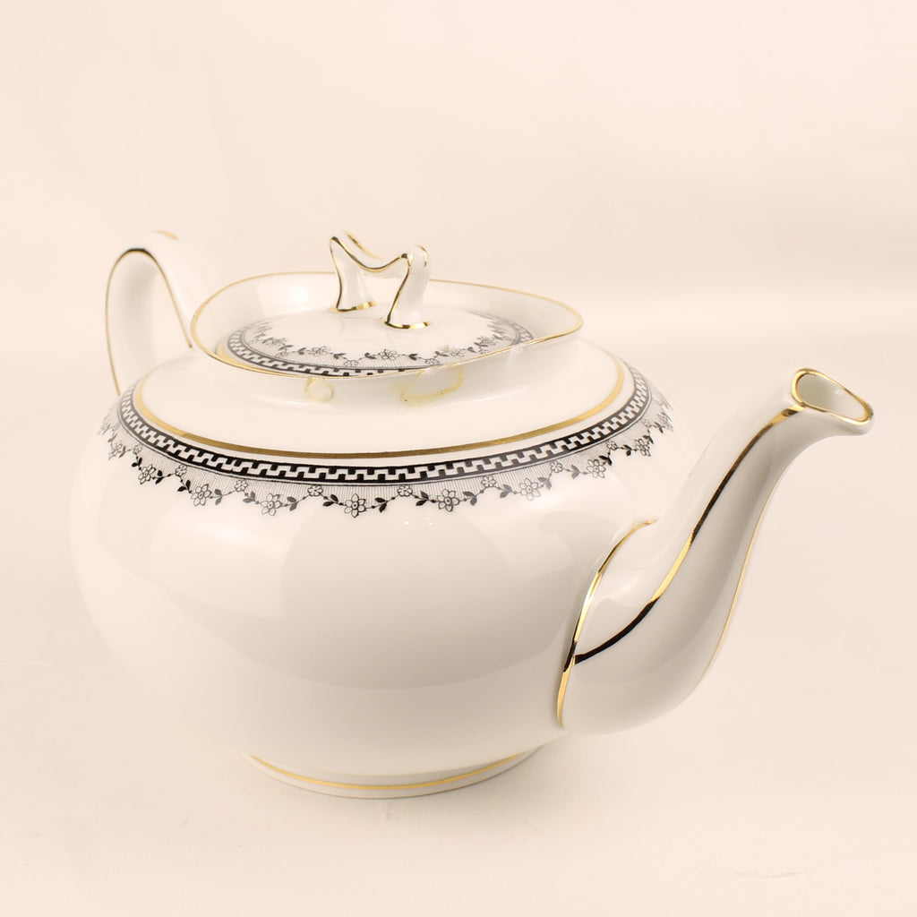 Theepot Paul Müller Selb Bavaria - Zwart Wit Goud Decor