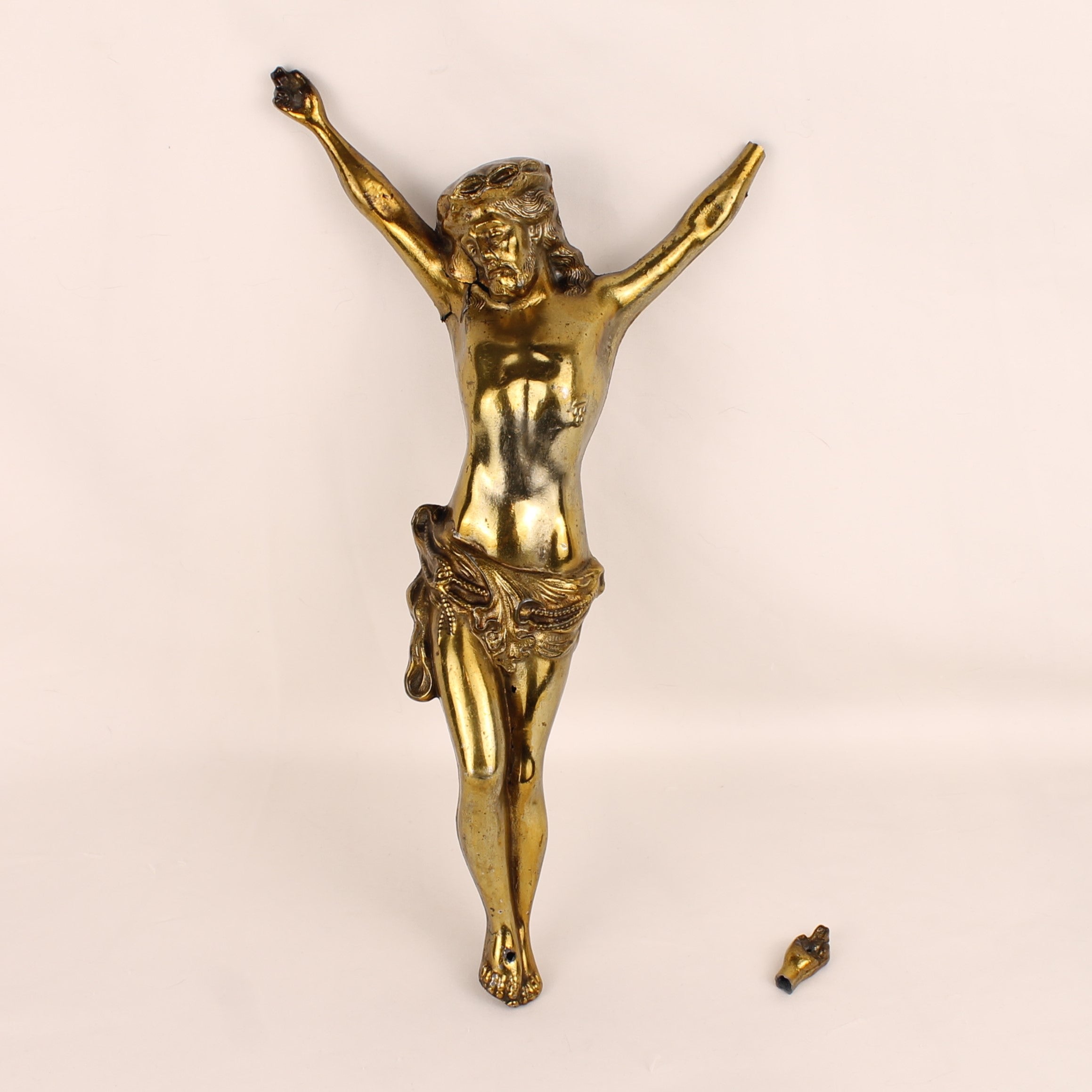 Crucifix met Verguld Corpus ca. 1900-1930 – Origineel Kruis – Doorleefd Karakter