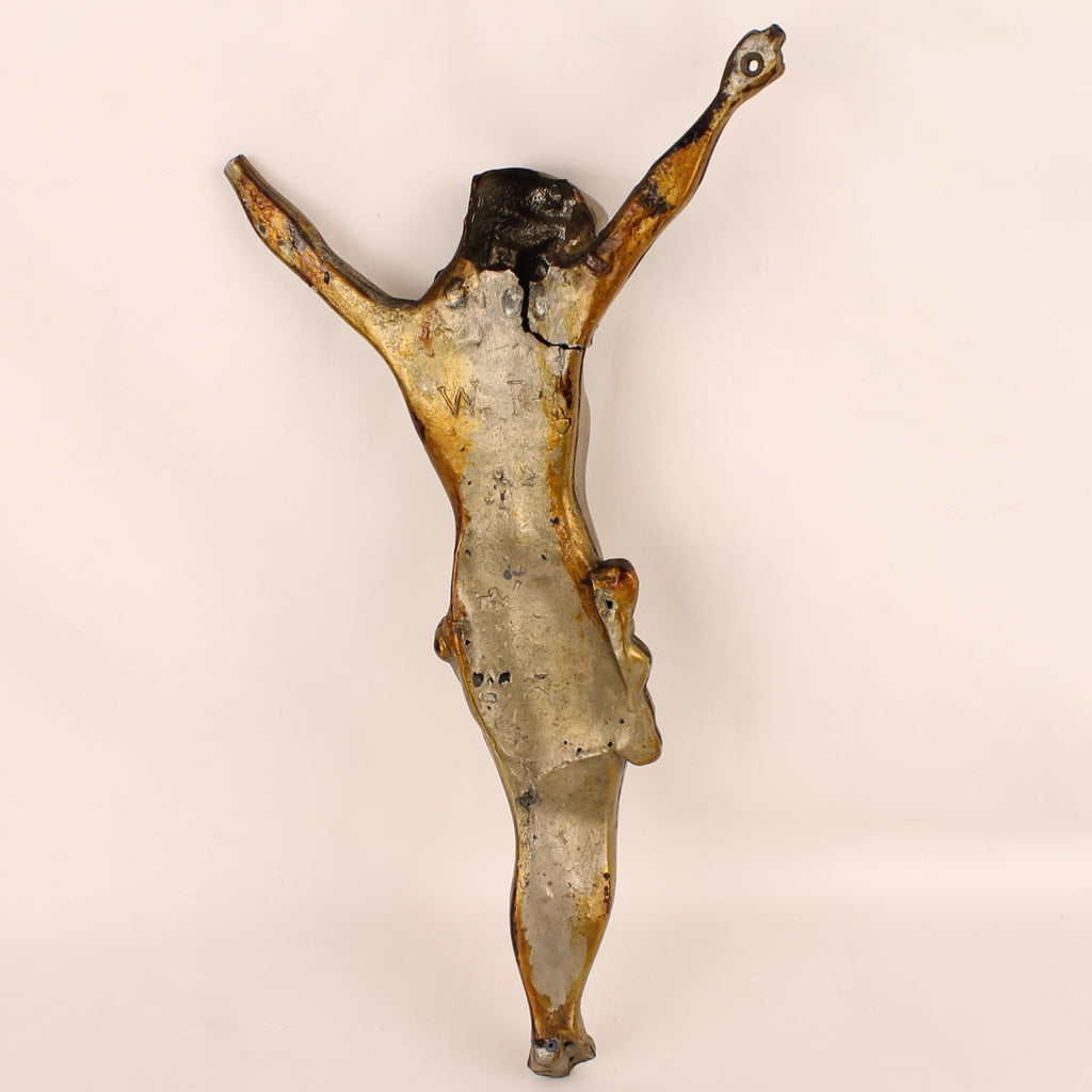 Crucifix met Verguld Corpus ca. 1900-1930 – Origineel Kruis – Doorleefd Karakter