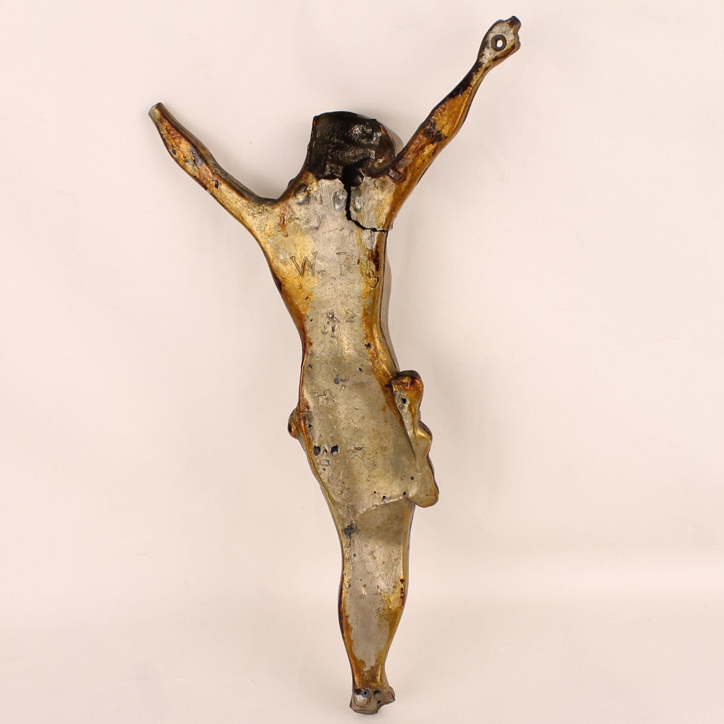 Crucifix met Verguld Corpus ca. 1900-1930 – Origineel Kruis – Doorleefd Karakter