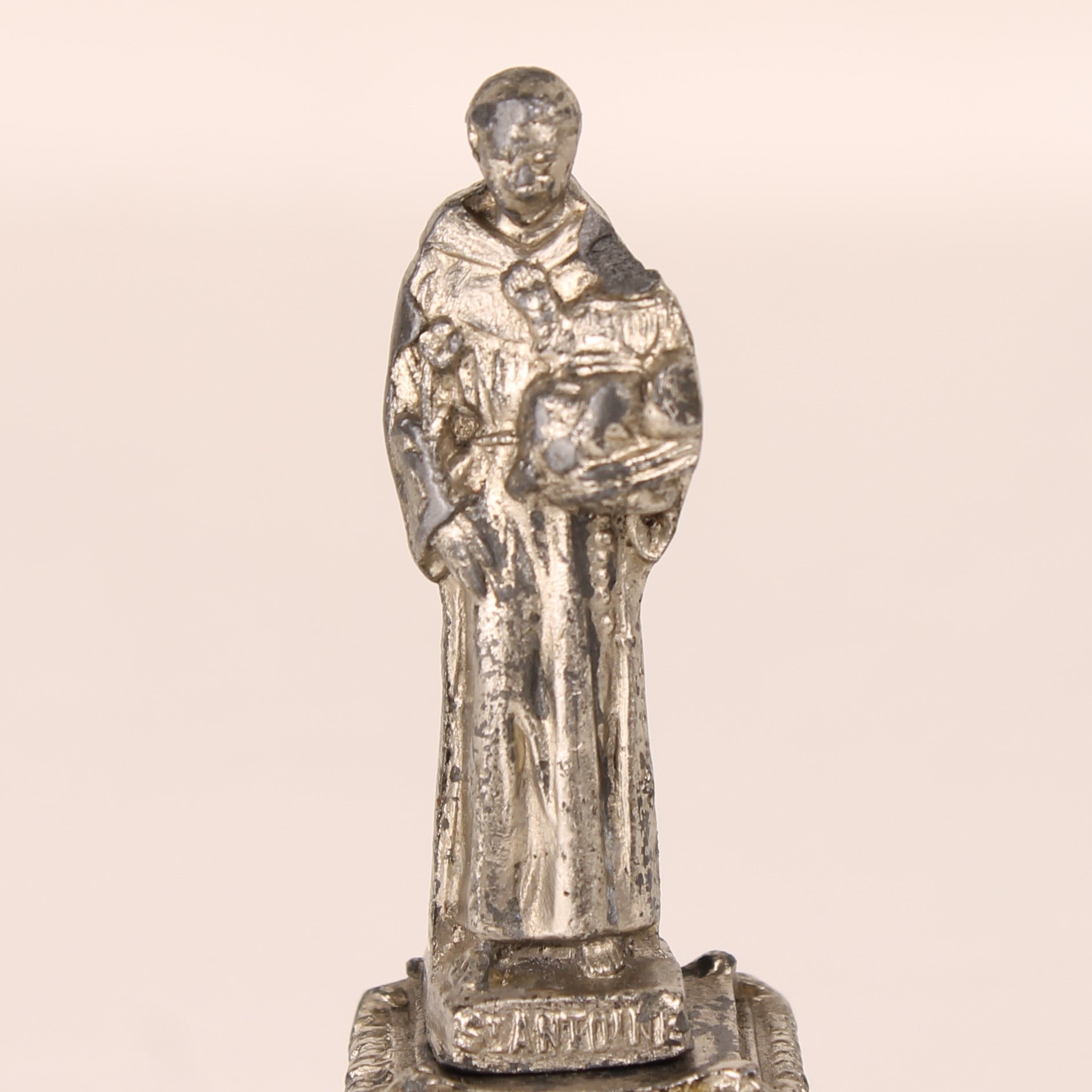 St. Antoine Beeldje op Sierlijke Voet - Metaal Devotioneel Object