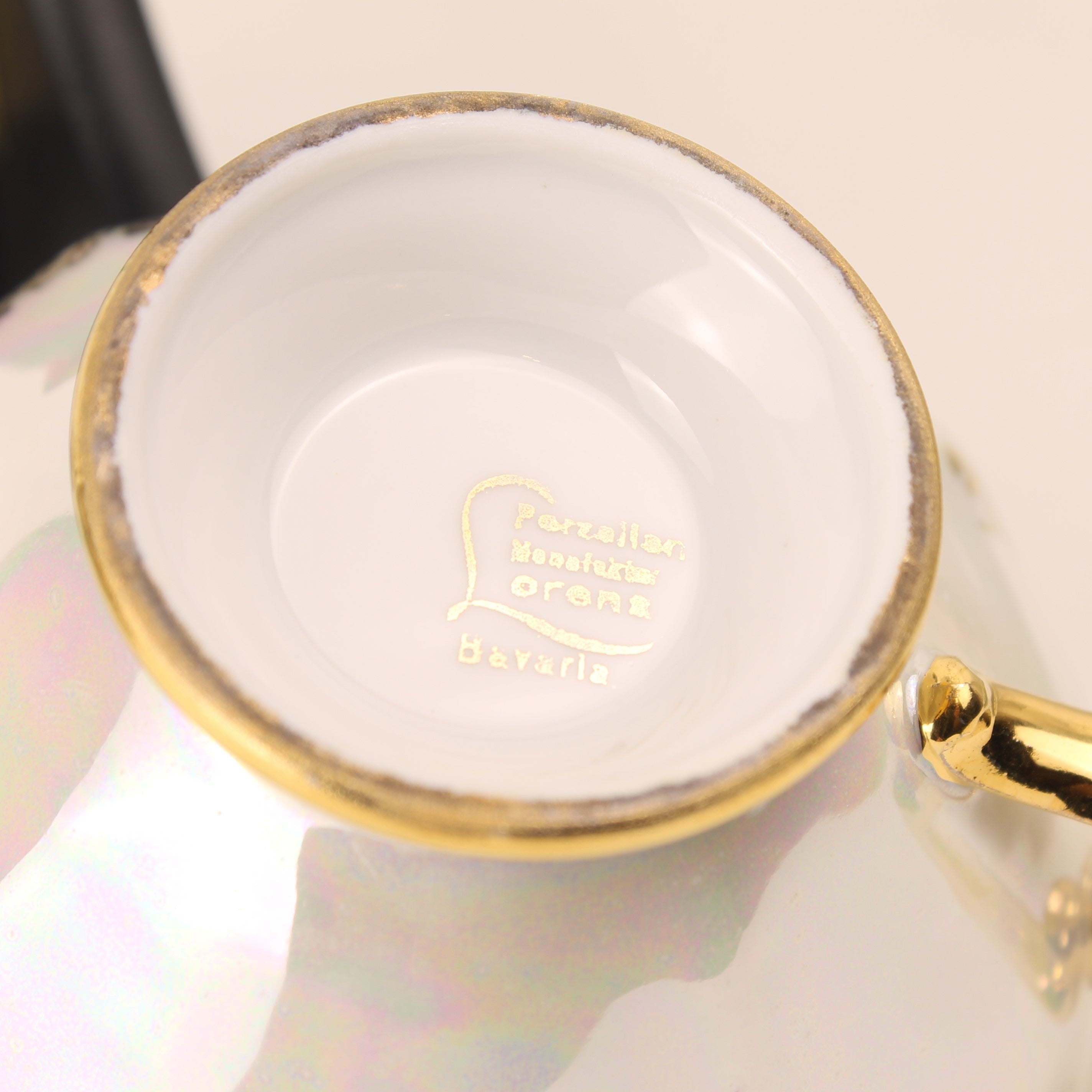 Religieuze porseleinen set Lorenz Bavaria – kop, schotel en bord met engelen en eucharistisch decor