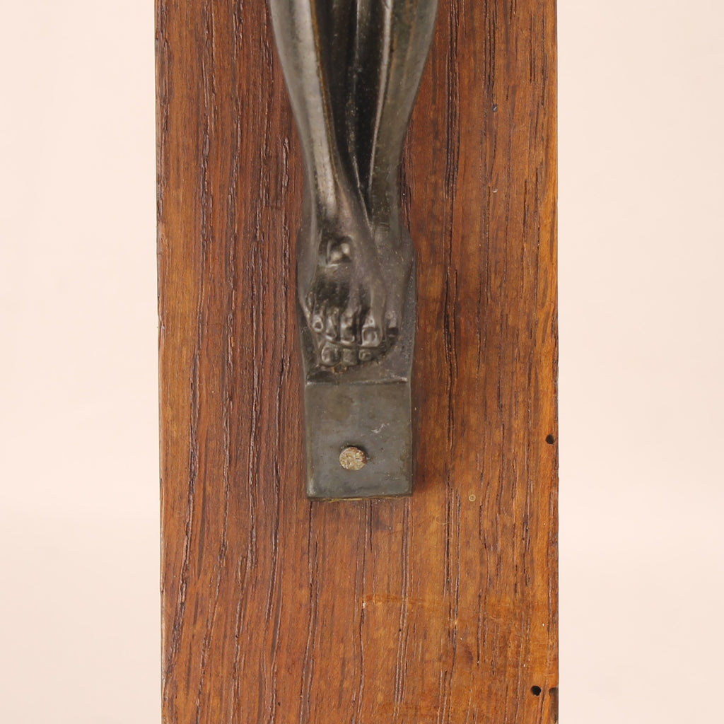 Houten Wandkruis met Metalen Corpus – Groot Formaat 40 cm – Katholiek