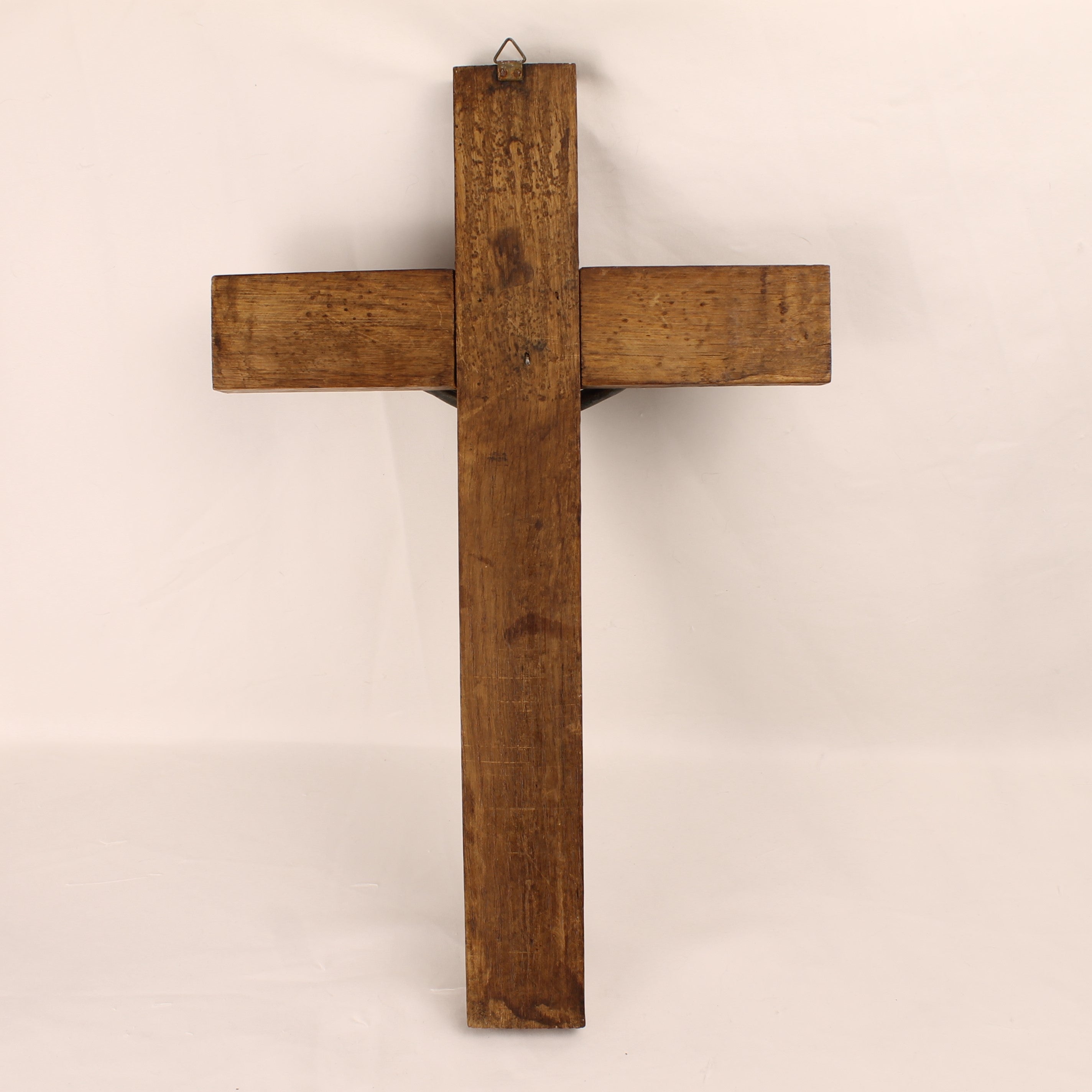 Houten Wandkruis met Metalen Corpus – Groot Formaat 40 cm – Katholiek