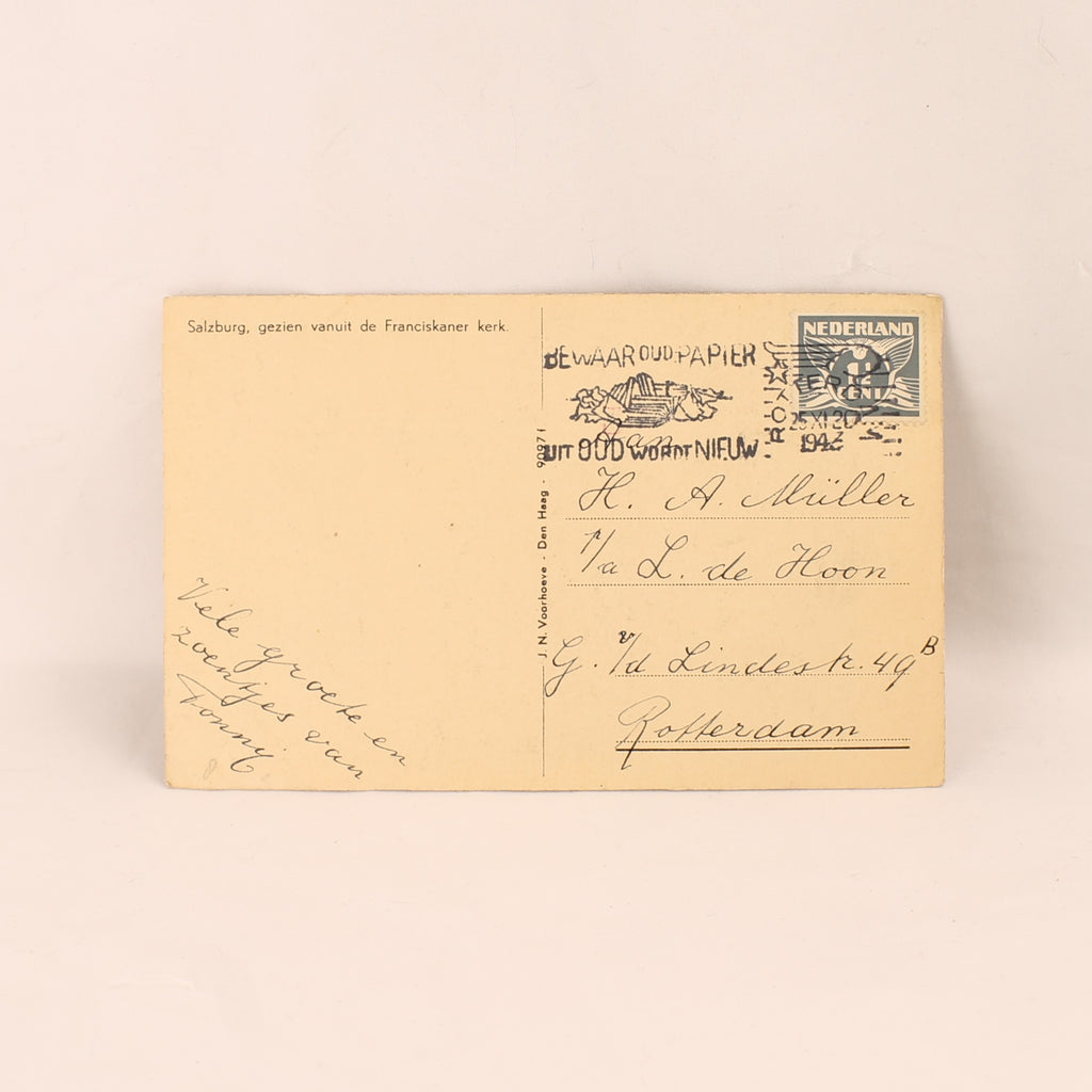 WOII Ansichtkaart Salzburg 1942 Met Bewaar Oud Papier Stempel