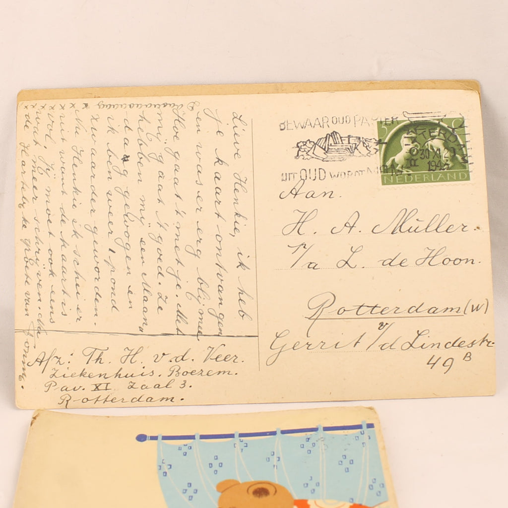 Set van 4 Ansichtkaarten uit 1943 - WO2 Rotterdam - Kinderillustraties