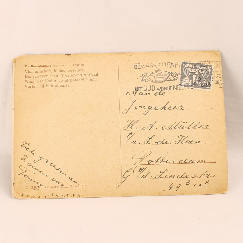 Set van 4 Ansichtkaarten uit 1943 - WO2 Rotterdam - Kinderillustraties