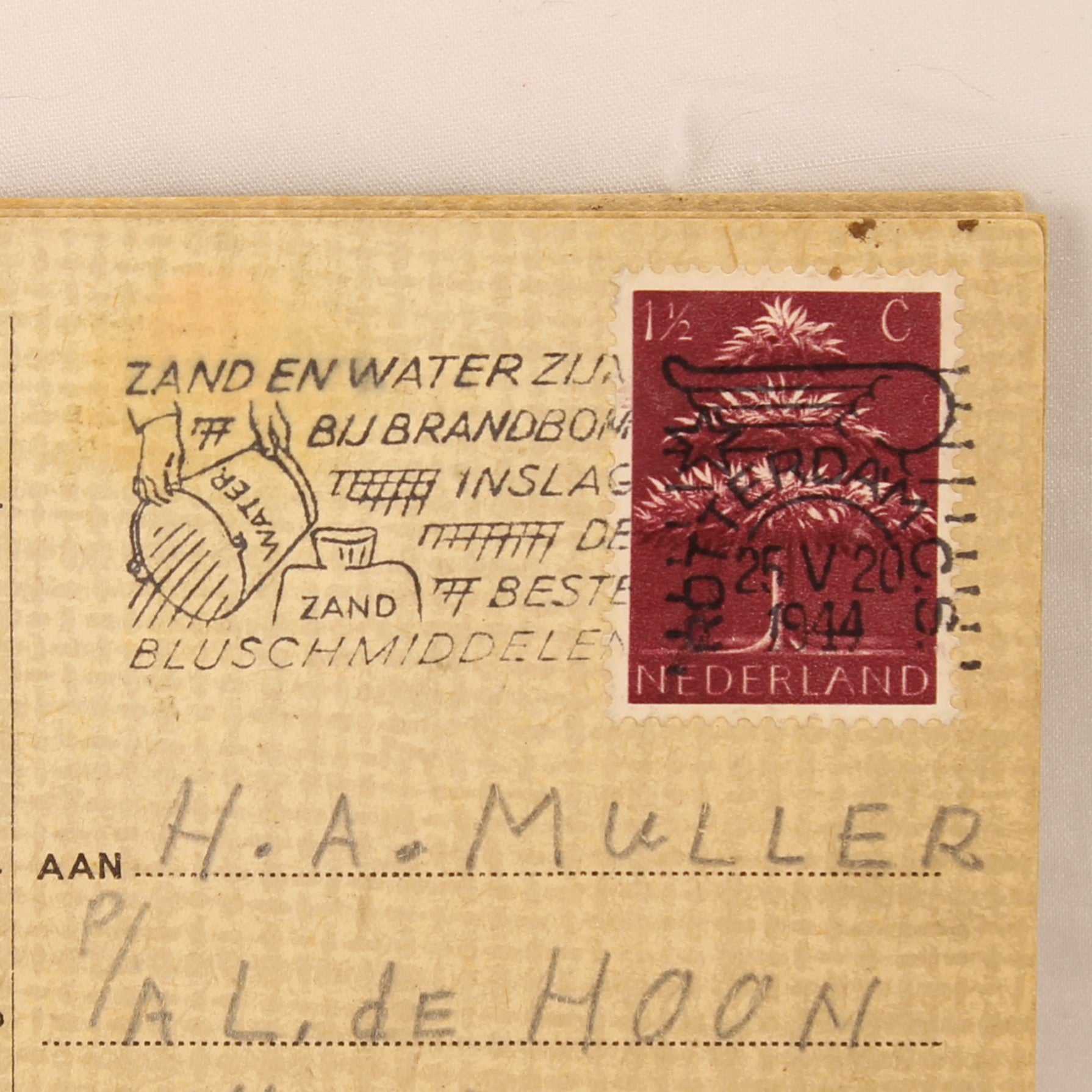 Set van 4 Religieuze Ansichtkaarten 1944 - WO2 Rotterdam - Bijbelteksten