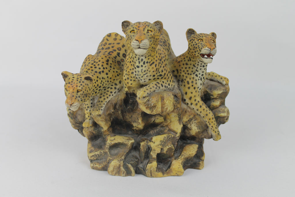 Leopard Trio on the Rocks | Hand-painted resin