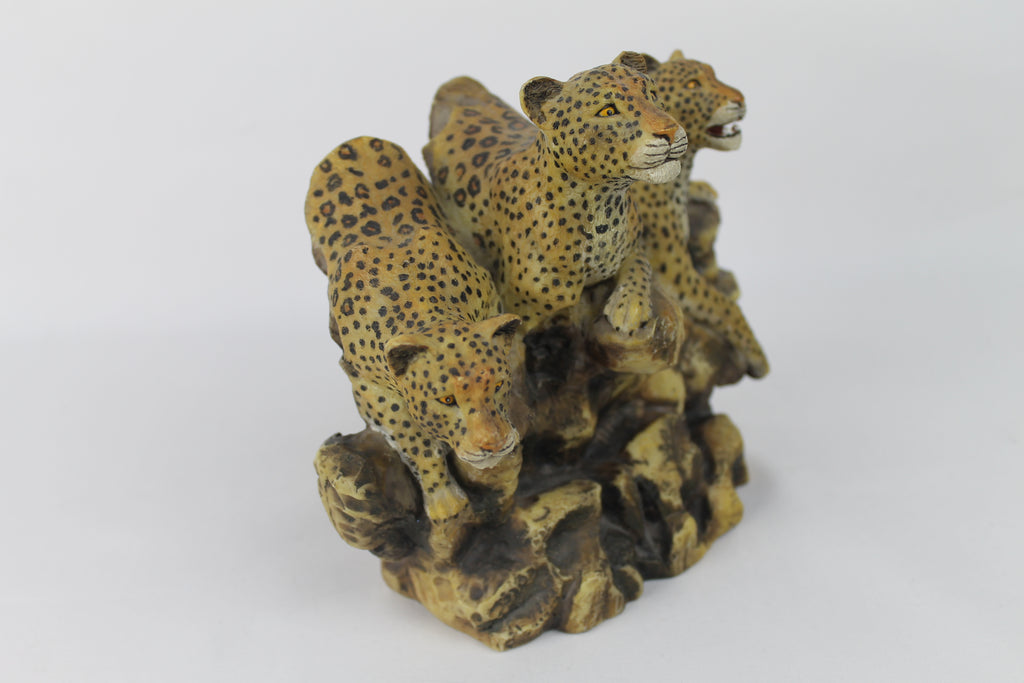 Leopard Trio on the Rocks | Hand-painted resin