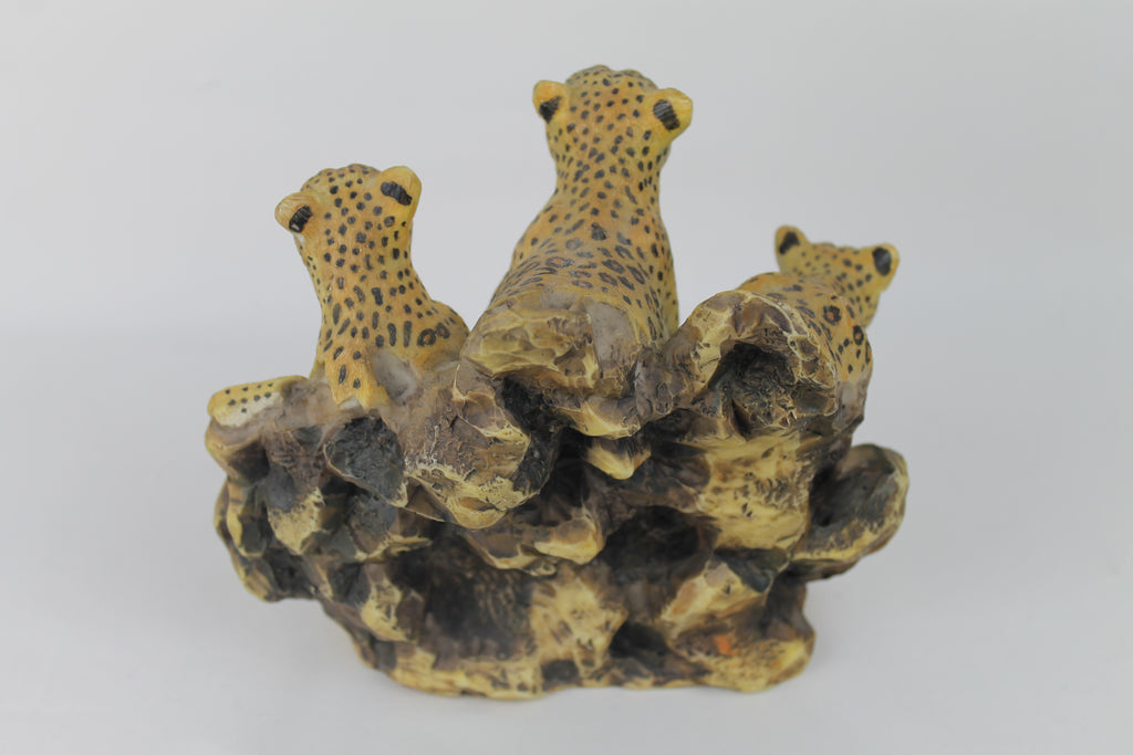 Leopard Trio on the Rocks | Hand-painted resin