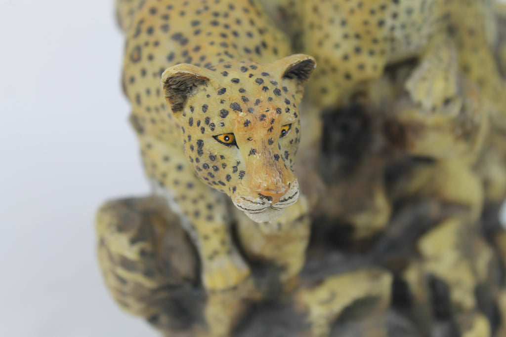 Leopard Trio on the Rocks | Hand-painted resin