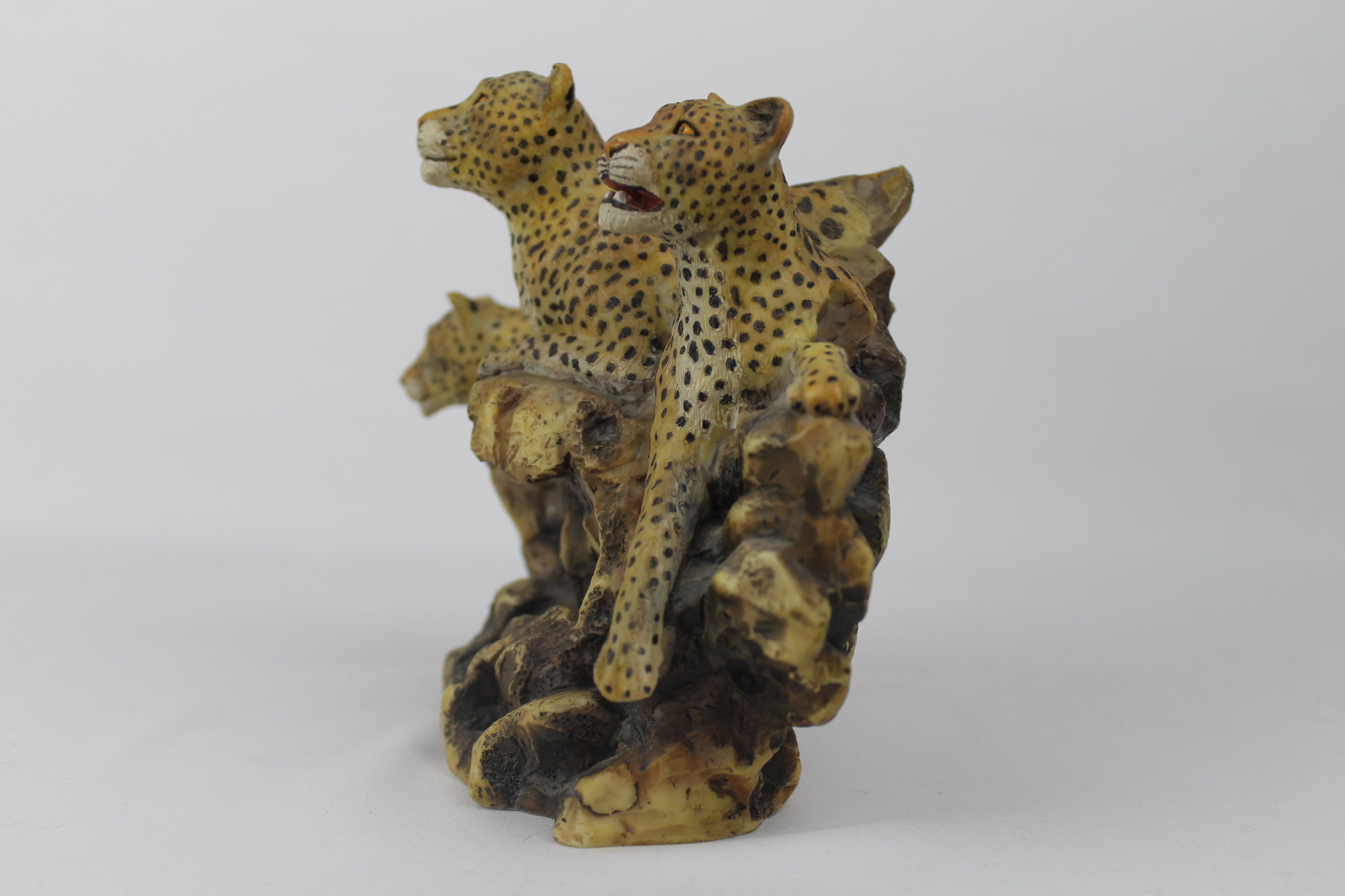 Leopard Trio on the Rocks | Hand-painted resin