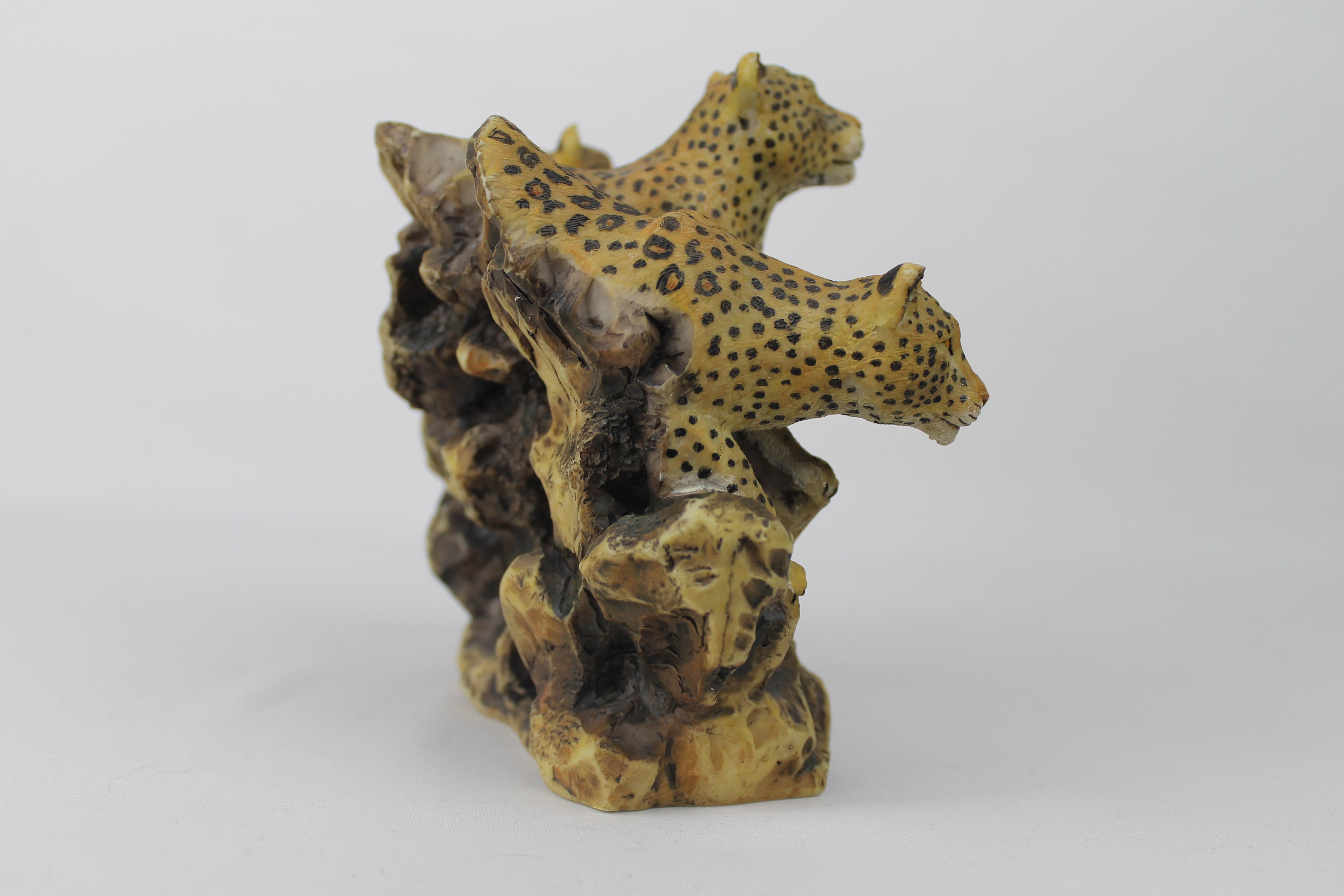 Leopard Trio on the Rocks | Hand-painted resin