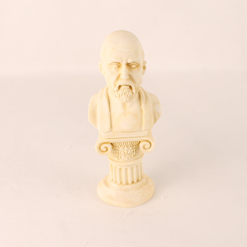 Klassieke Buste op Zuil – Filosofenstijl – Kunststeen (Gips) – 14 cm