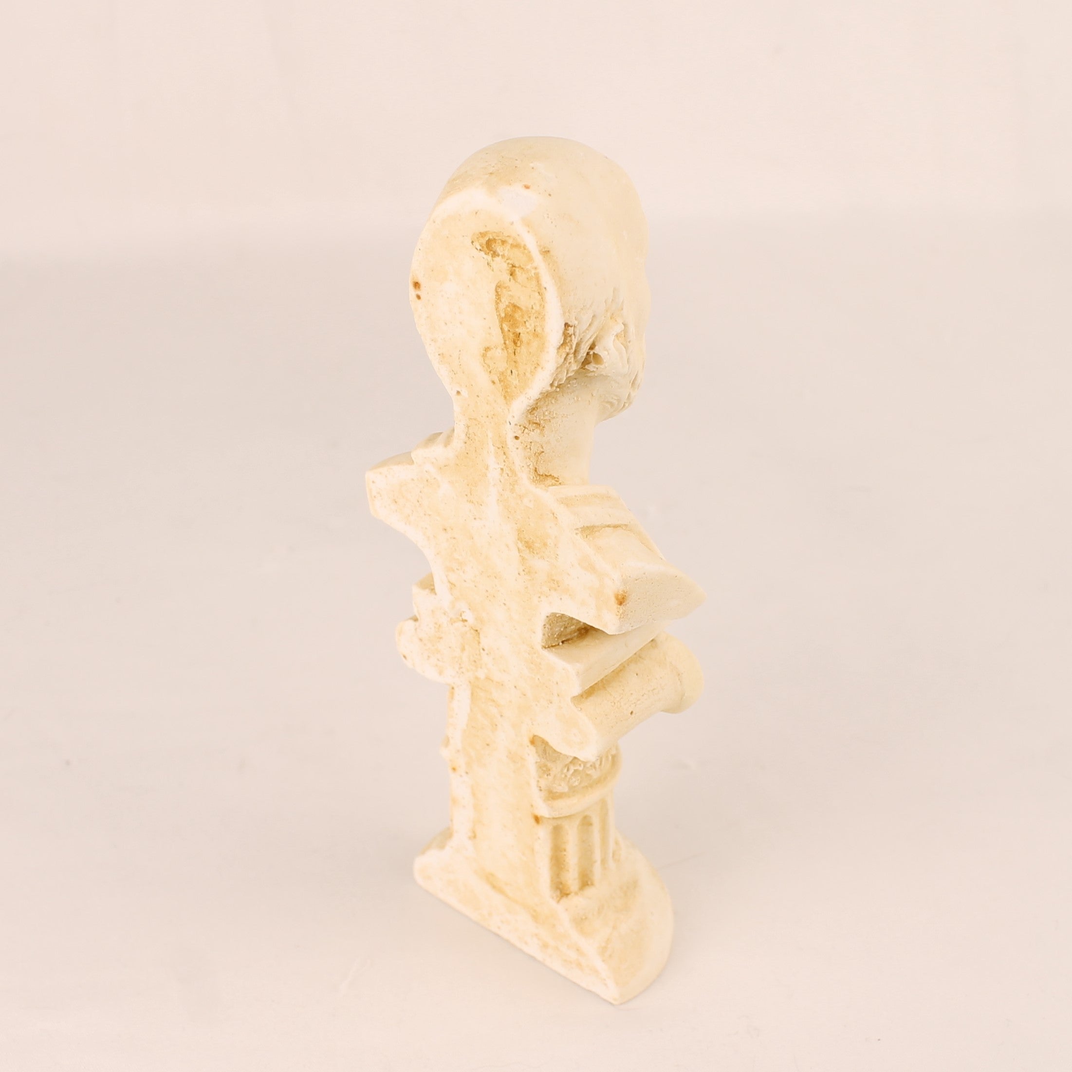 Klassieke Buste op Zuil – Filosofenstijl – Kunststeen (Gips) – 14 cm