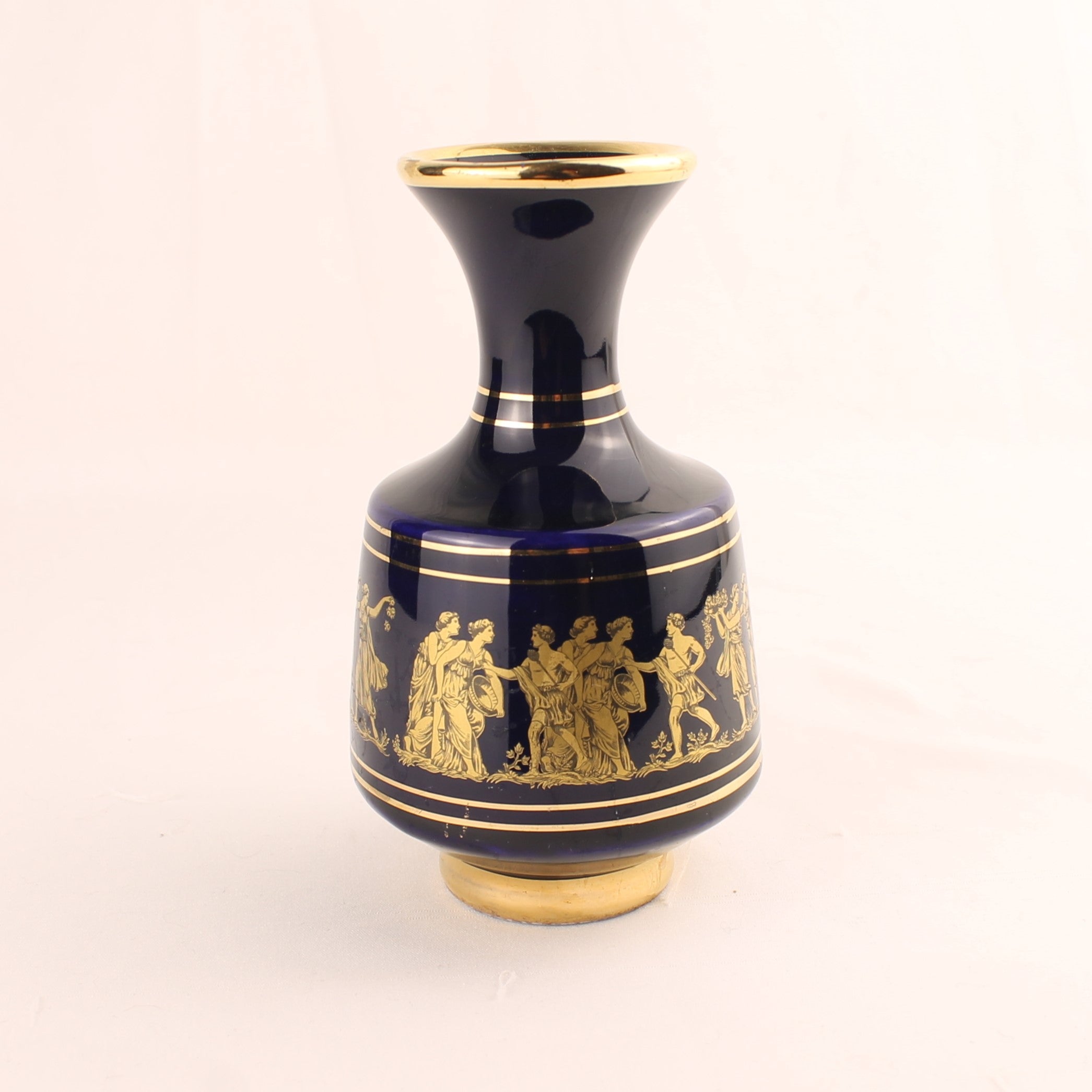 Apollon Keramik Rhodos Vaas – Kobaltblauw met 24k Gouddecor – Grieks Vintage