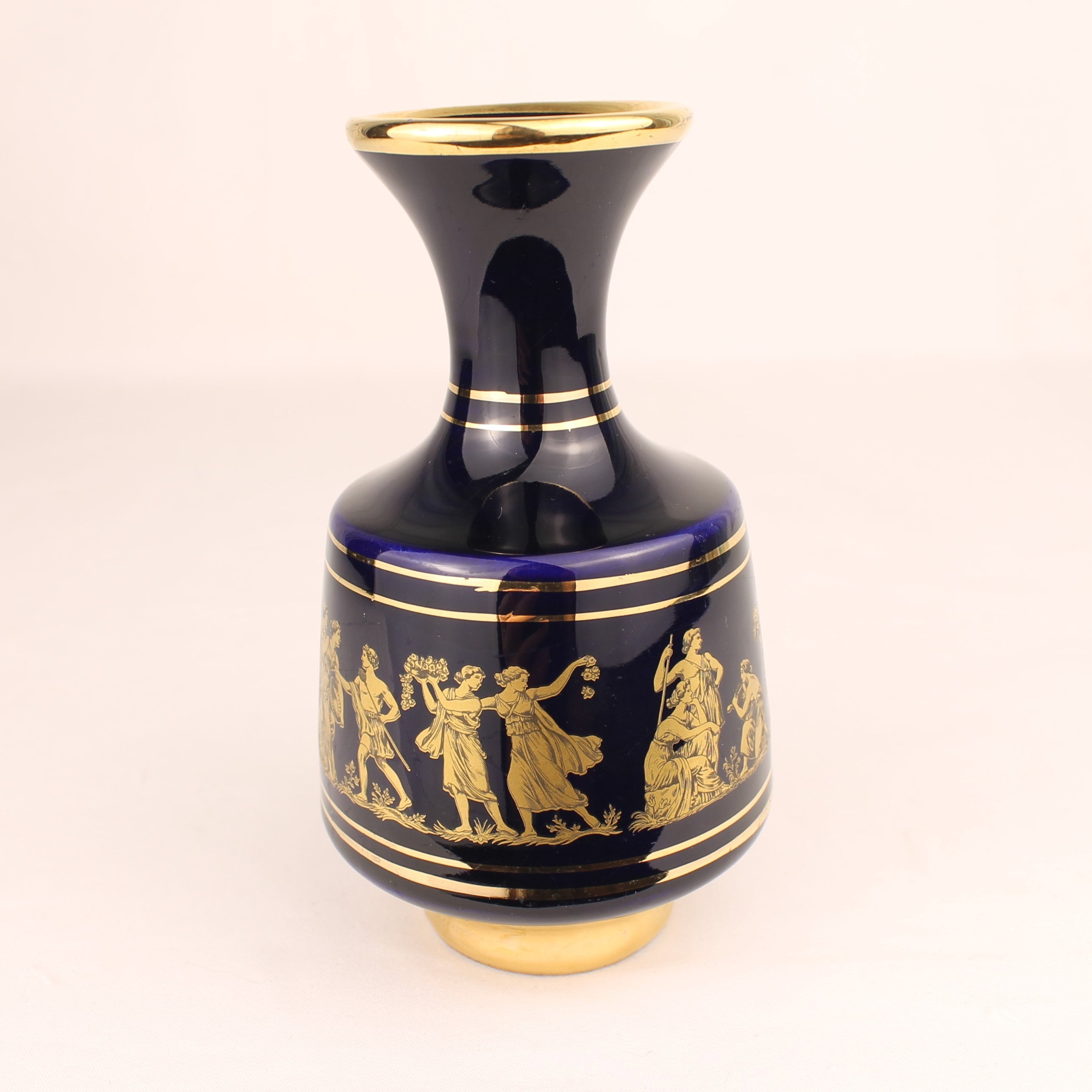 Apollon Keramik Rhodos Vaas – Kobaltblauw met 24k Gouddecor – Grieks Vintage