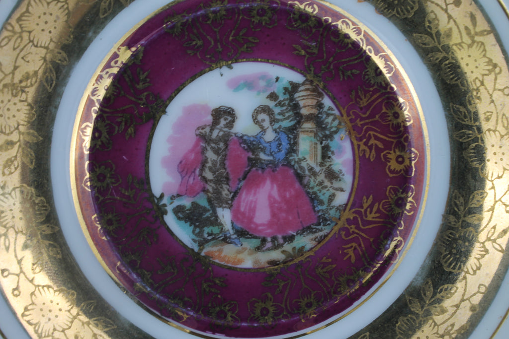 Set van 2 Vintage Lusterware Mini-Schoteltjes – Romantische Rococo Scènes – Goudaccenten