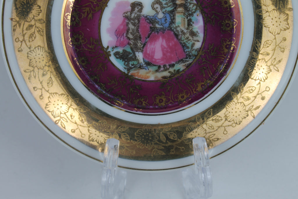 Set van 2 Vintage Lusterware Mini-Schoteltjes – Romantische Rococo Scènes – Goudaccenten