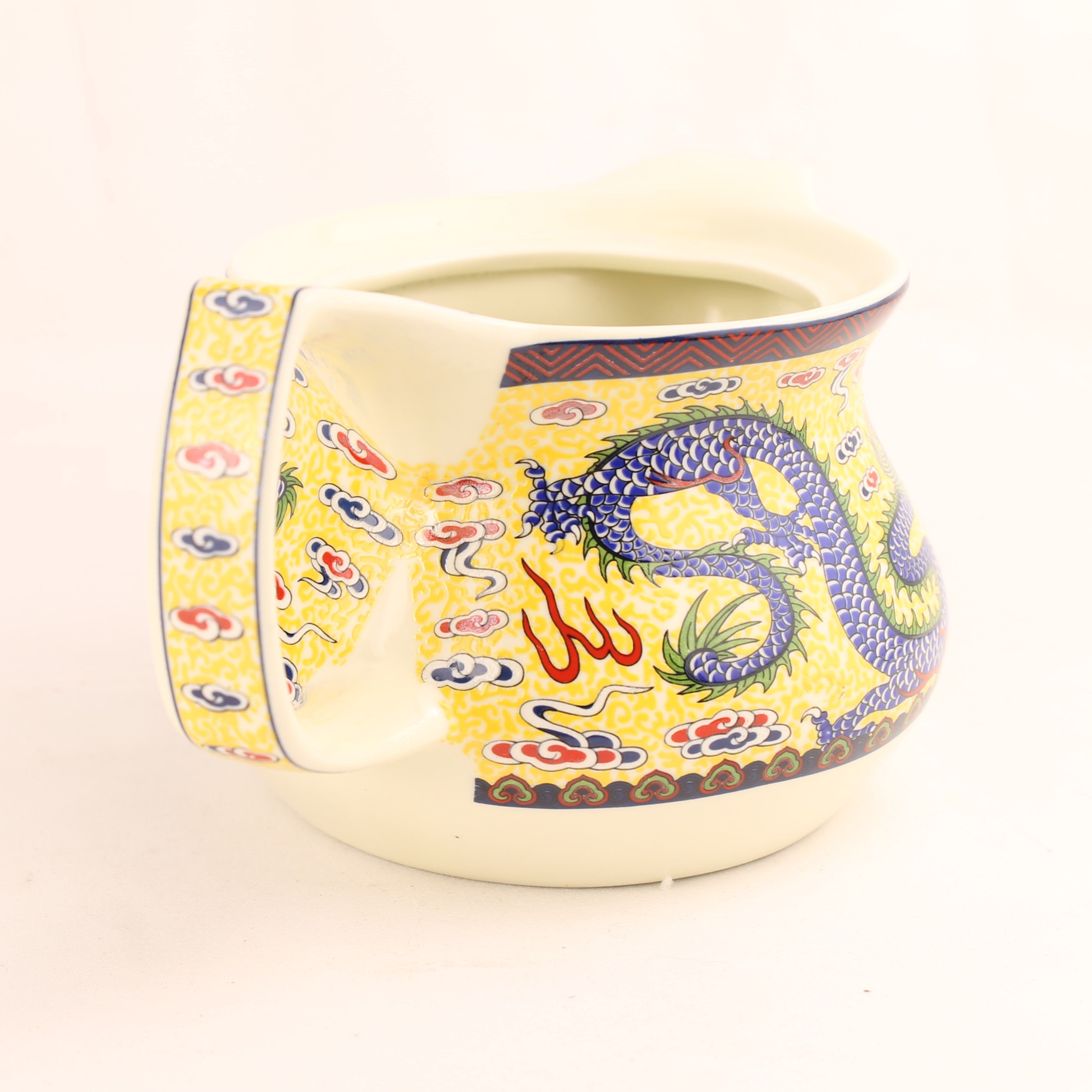 Chinese Theepot met Draakdecor en Zeef – Jingdezhen Stijl – Vintage Porselein