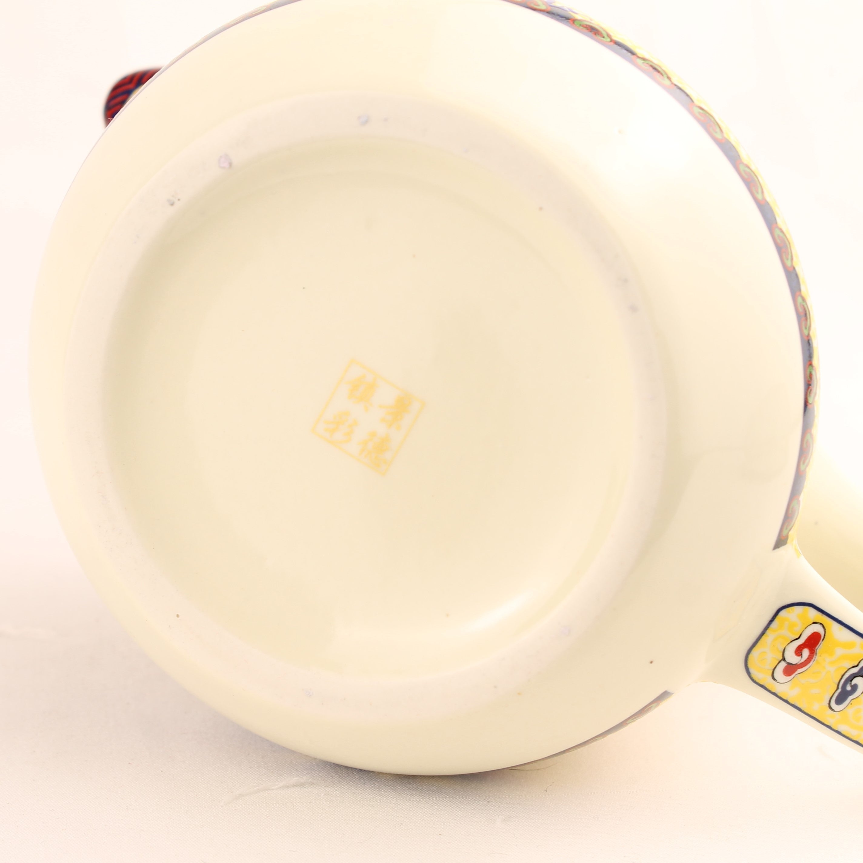 Chinese Theepot met Draakdecor en Zeef – Jingdezhen Stijl – Vintage Porselein