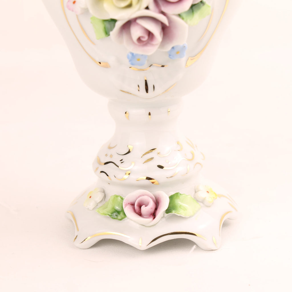 OK & Co Germany - Porseleinen dekselvaas - Rozen Appliqué Goud Decor