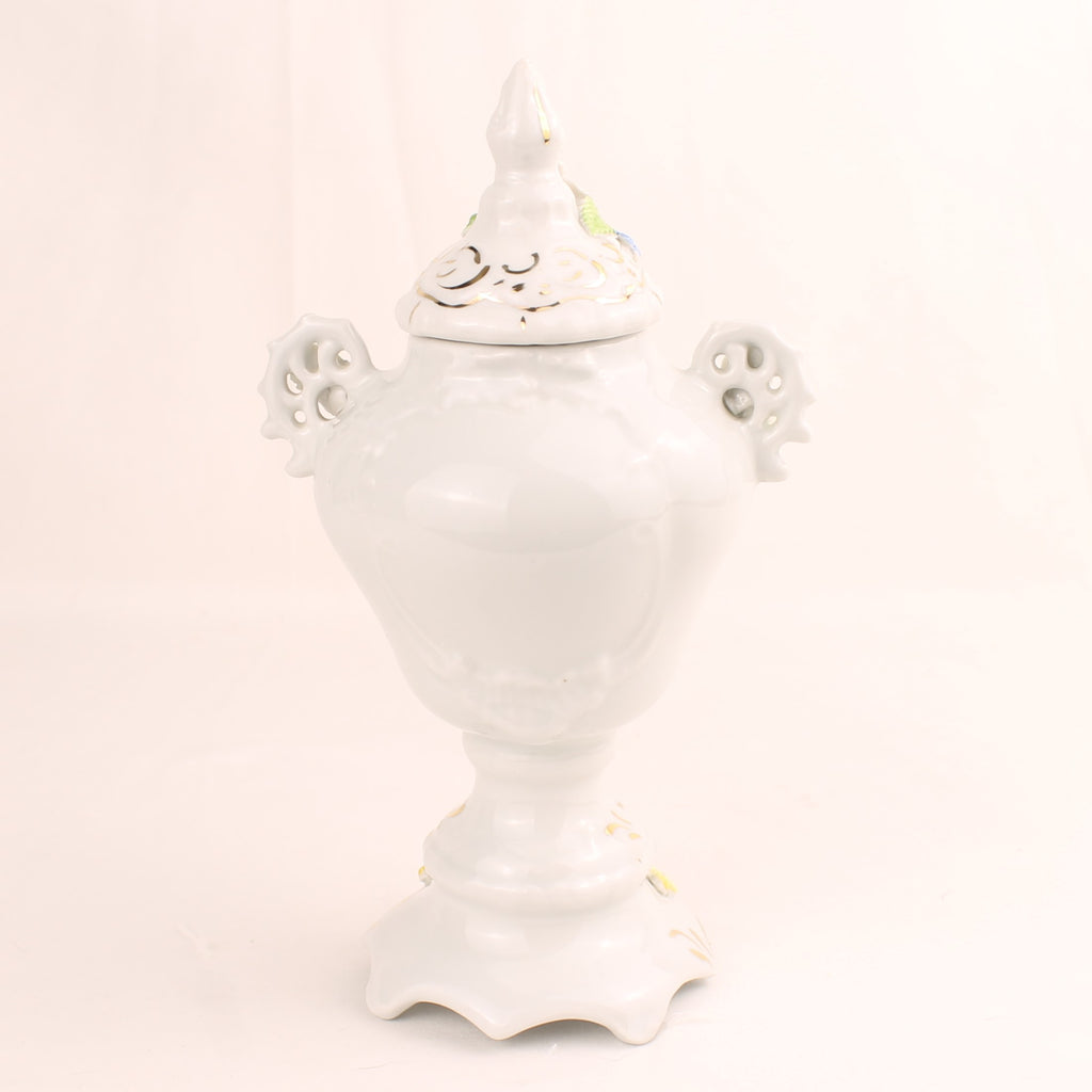 OK & Co Germany - Porseleinen dekselvaas - Rozen Appliqué Goud Decor