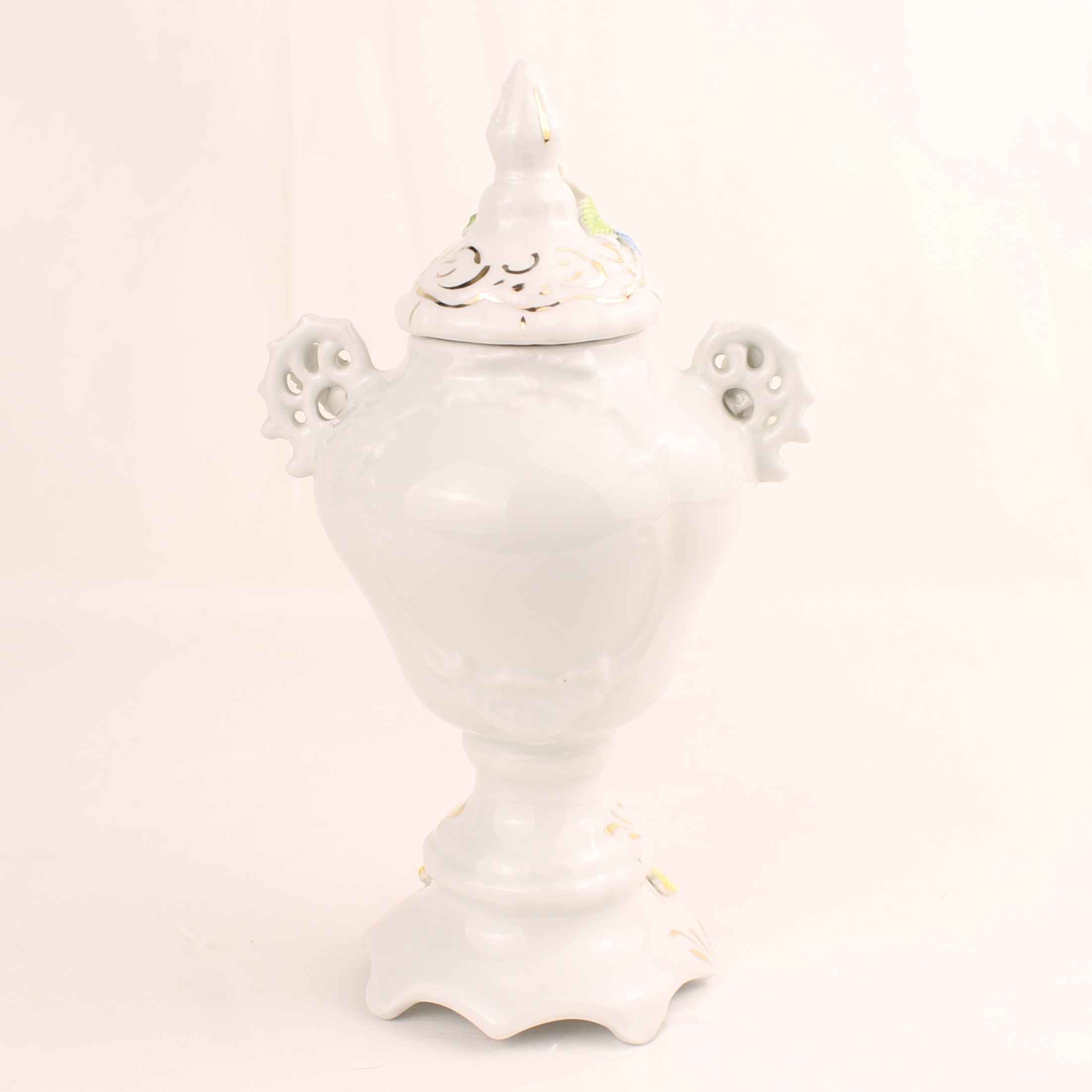 OK & Co Germany - Porseleinen dekselvaas - Rozen Appliqué Goud Decor