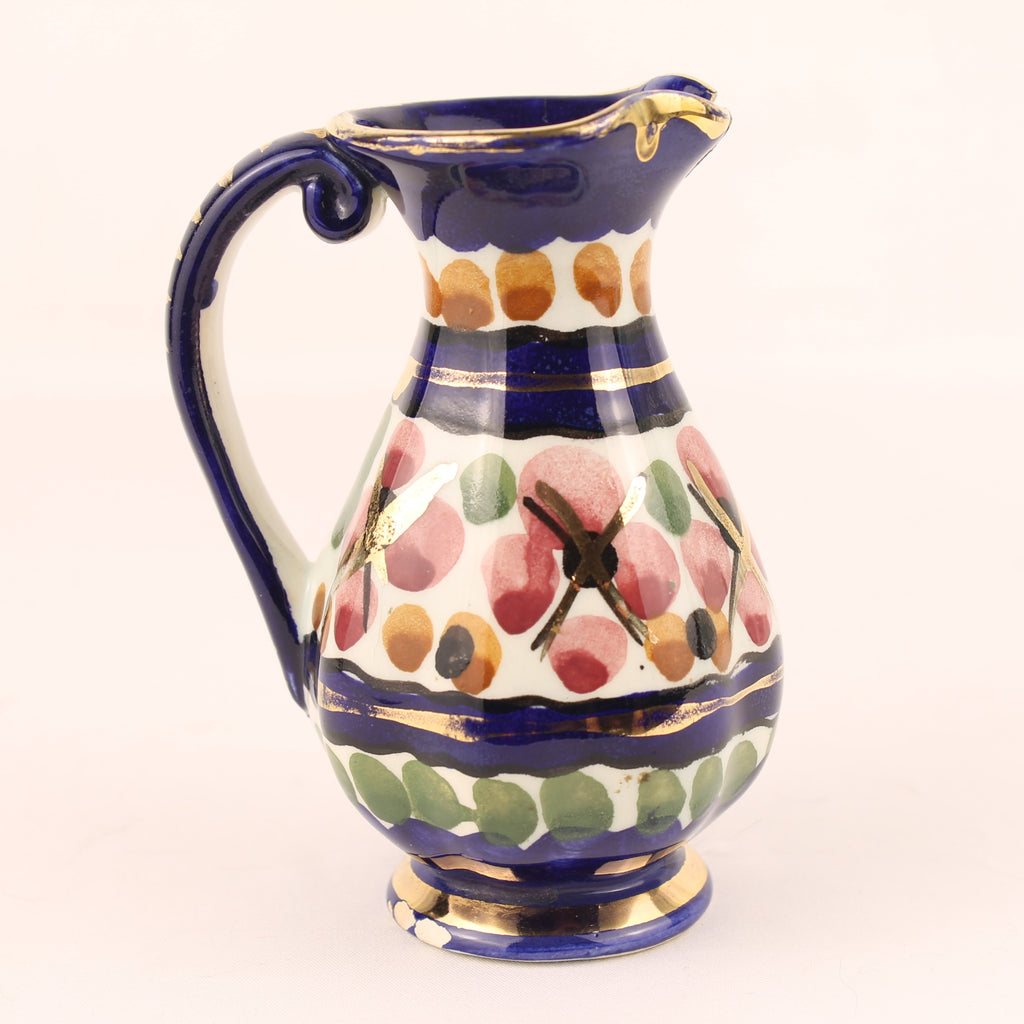 Majolica Kannetje Holland 527 – Vintage Handbeschilderd Aardewerk met Goudaccenten