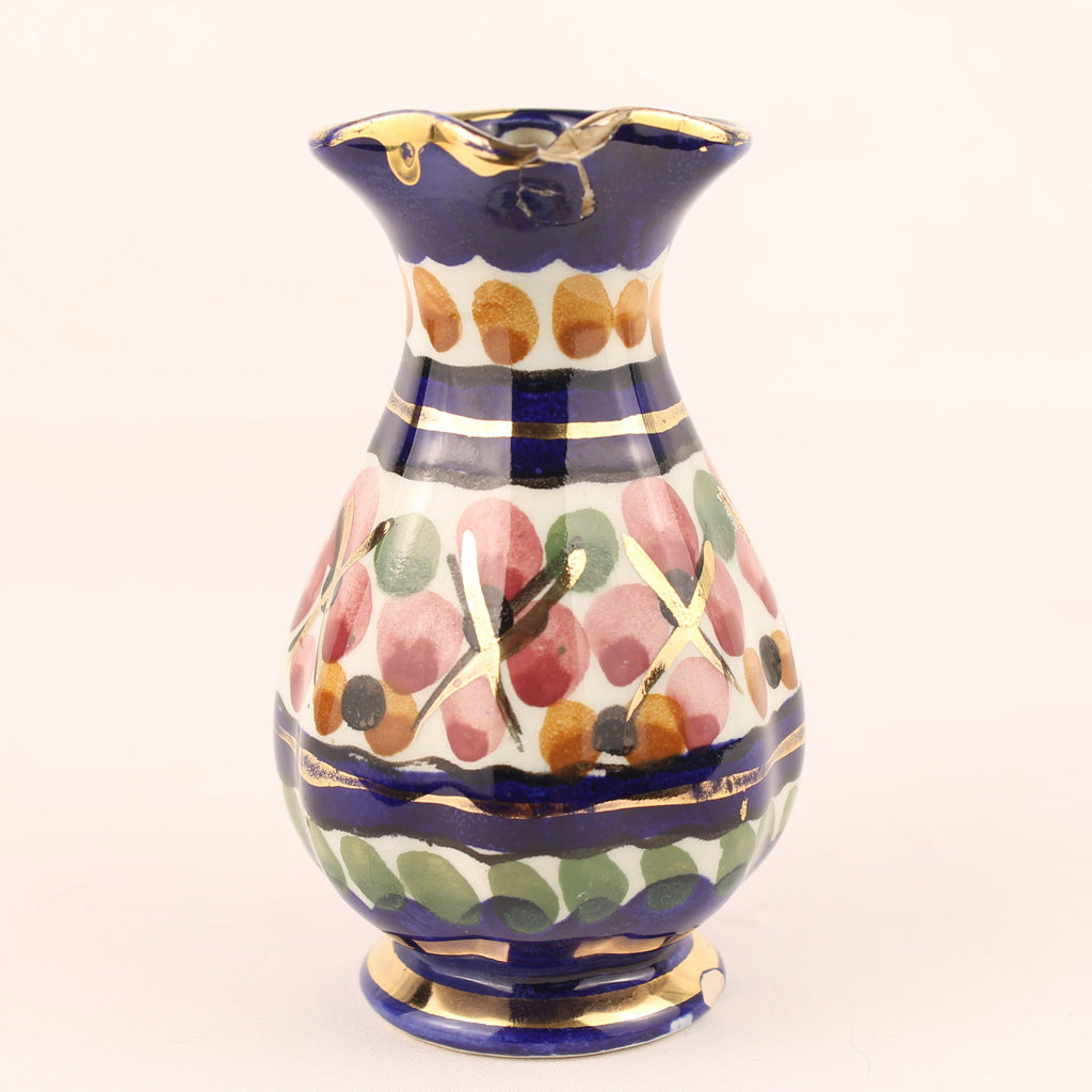 Majolica Kannetje Holland 527 – Vintage Handbeschilderd Aardewerk met Goudaccenten