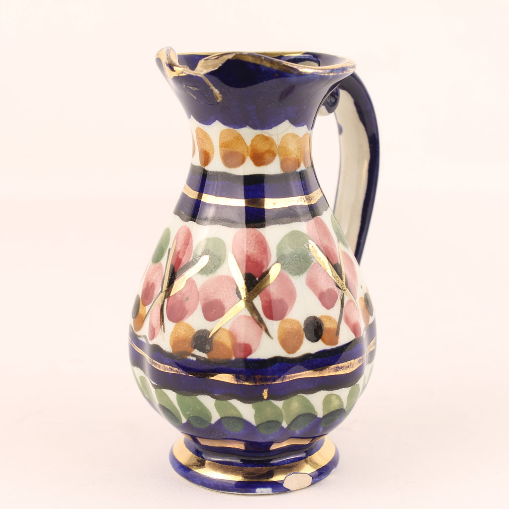Majolica Kannetje Holland 527 – Vintage Handbeschilderd Aardewerk met Goudaccenten