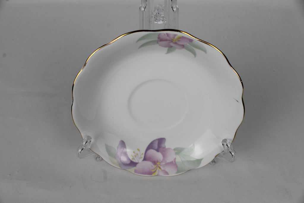 Fine Bone China Schoteltje – Paars Floral met Goudrand
