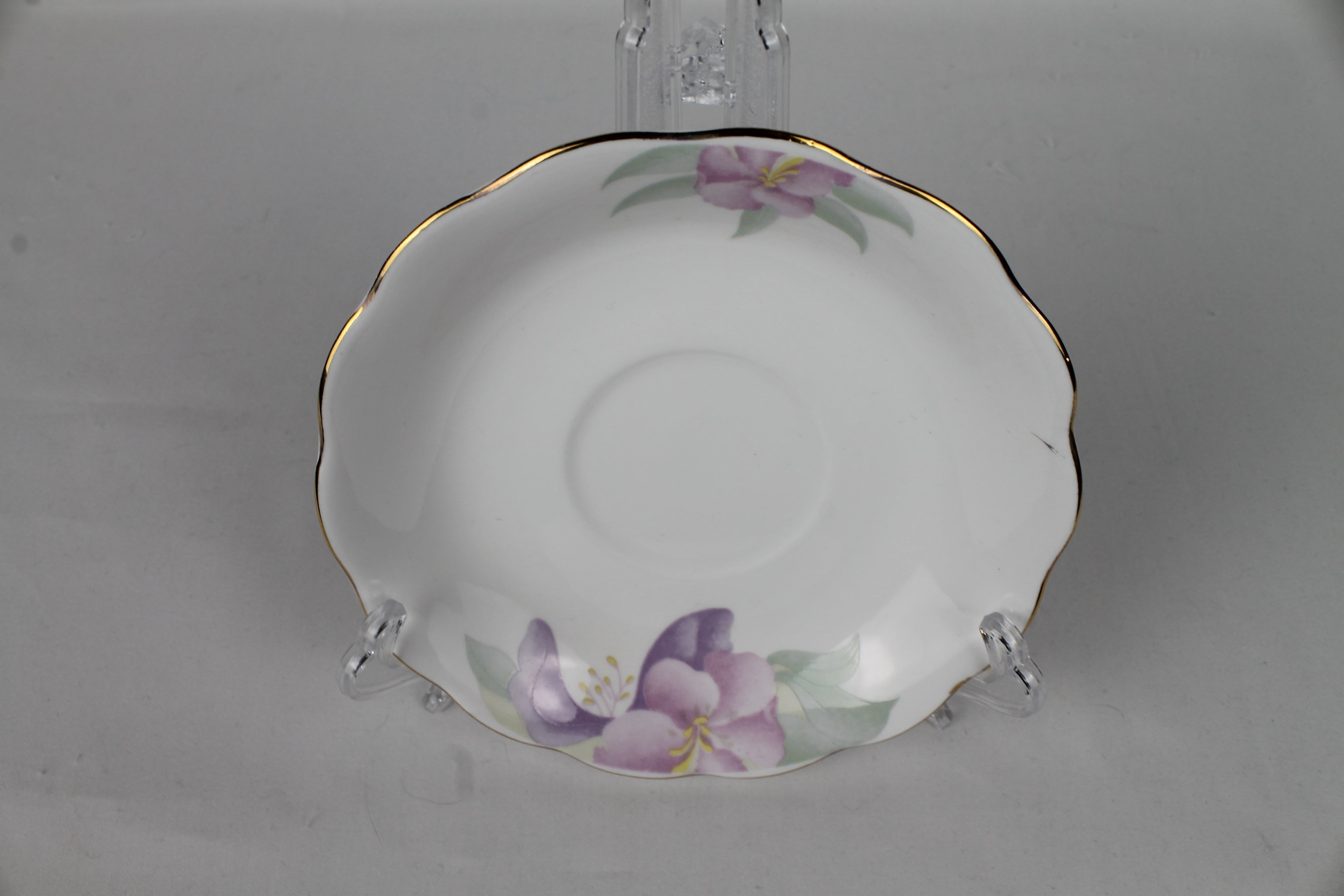 Fine Bone China Schoteltje – Paars Floral met Goudrand