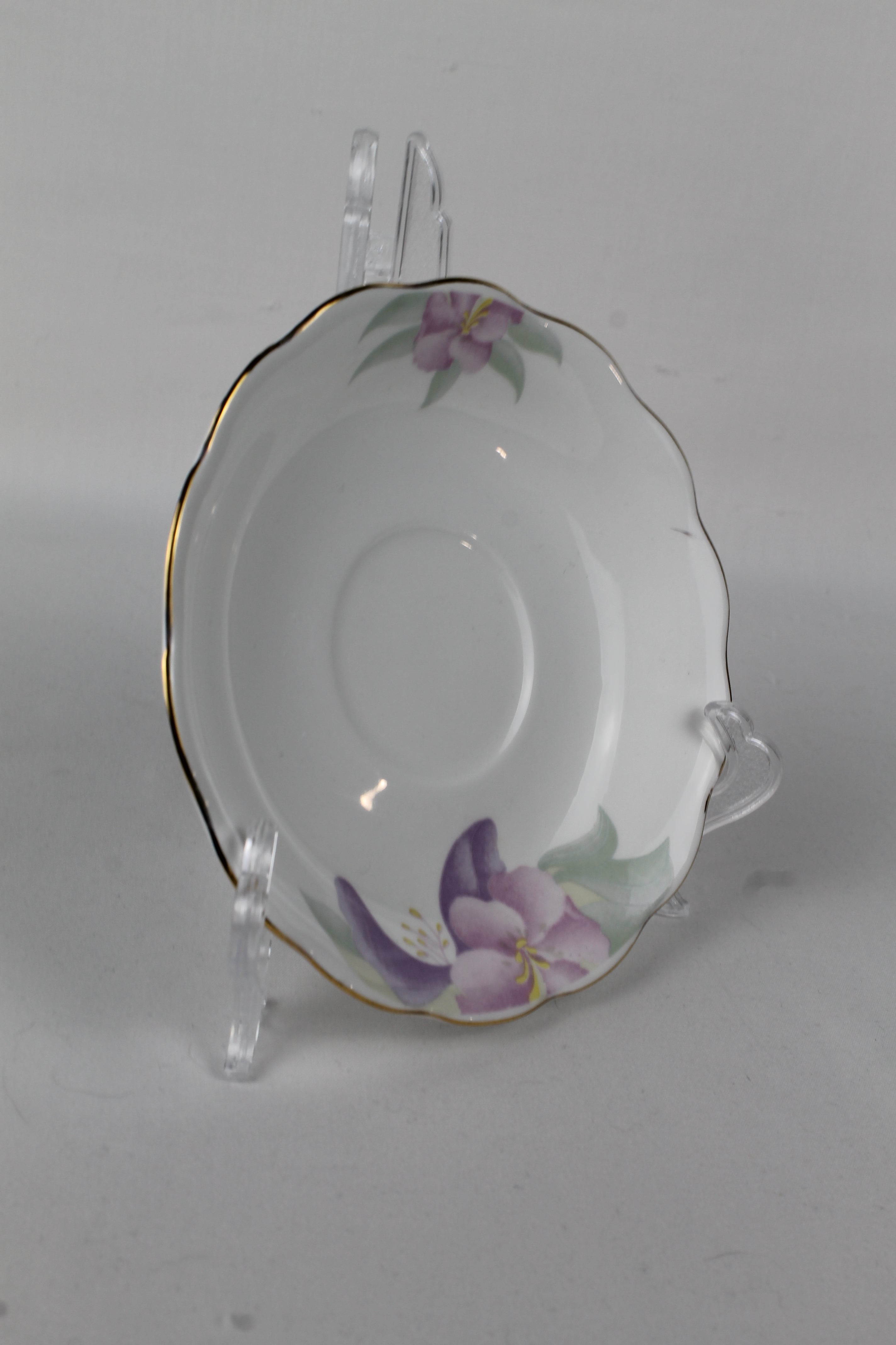 Fine Bone China Schoteltje – Paars Floral met Goudrand