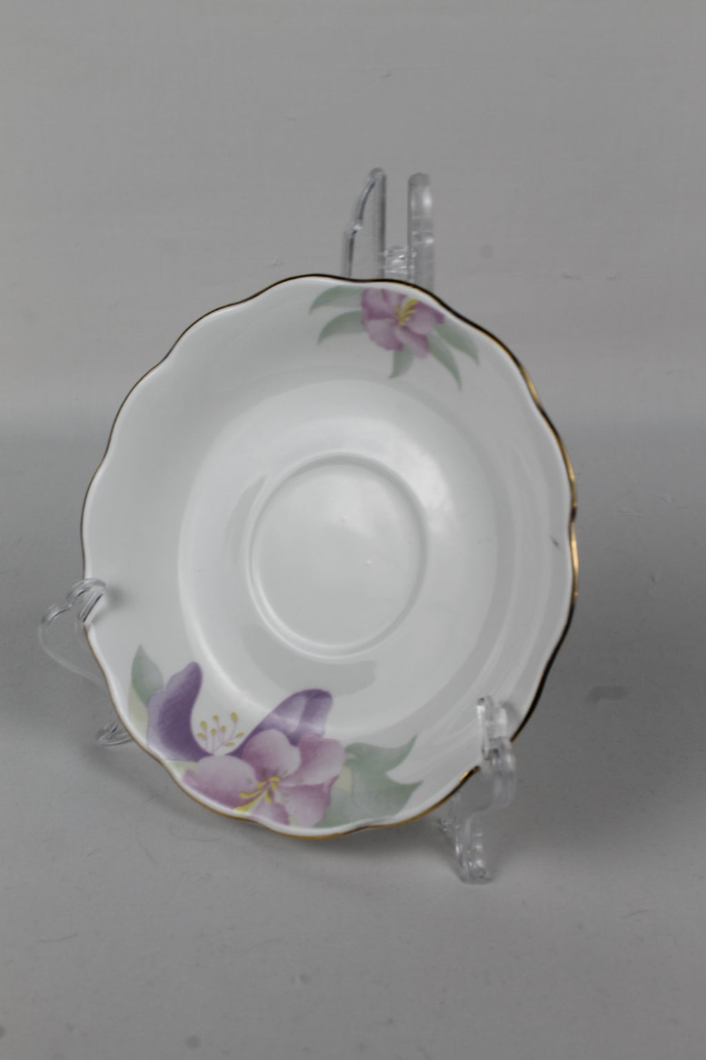Fine Bone China Schoteltje – Paars Floral met Goudrand