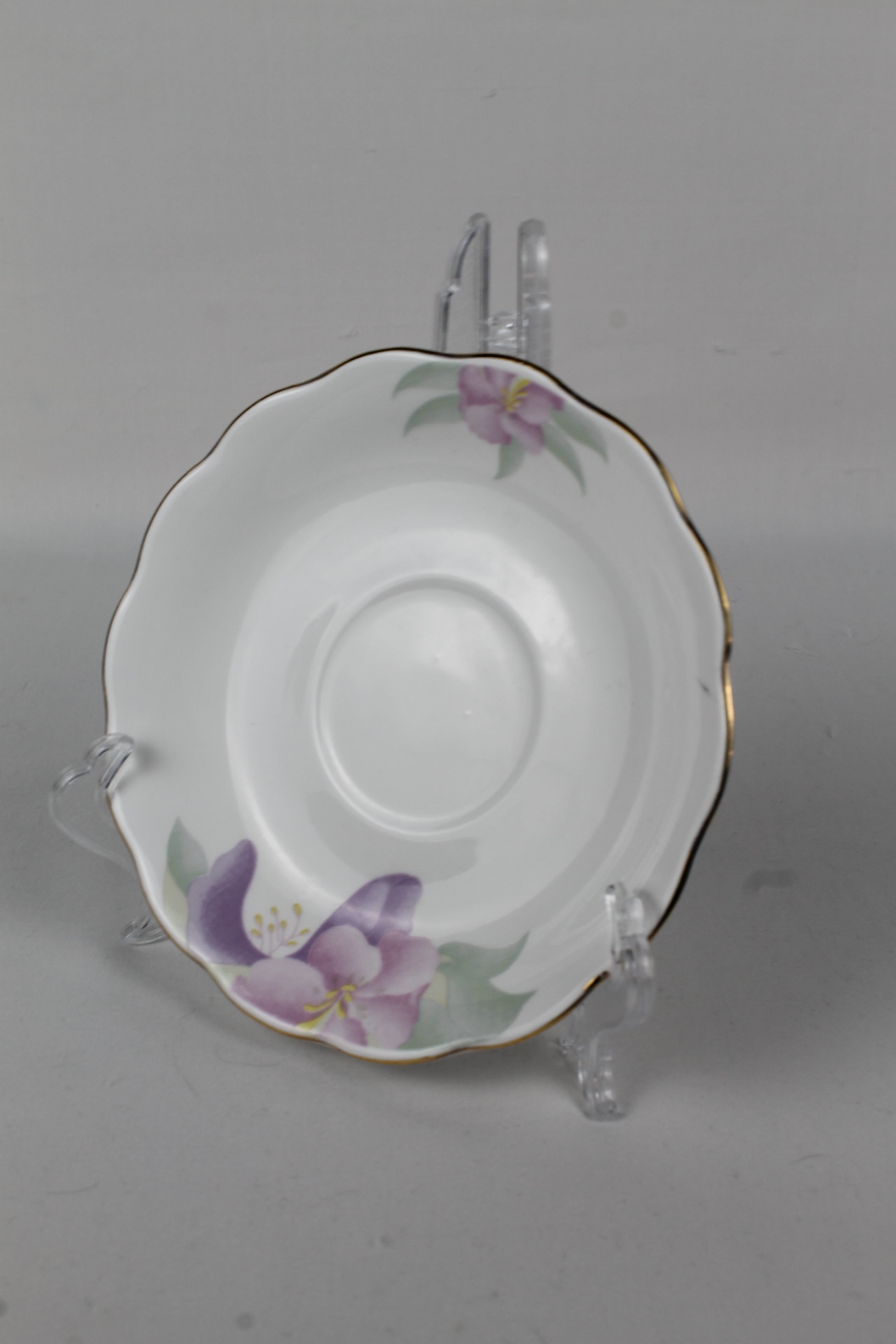 Fine Bone China Schoteltje – Paars Floral met Goudrand