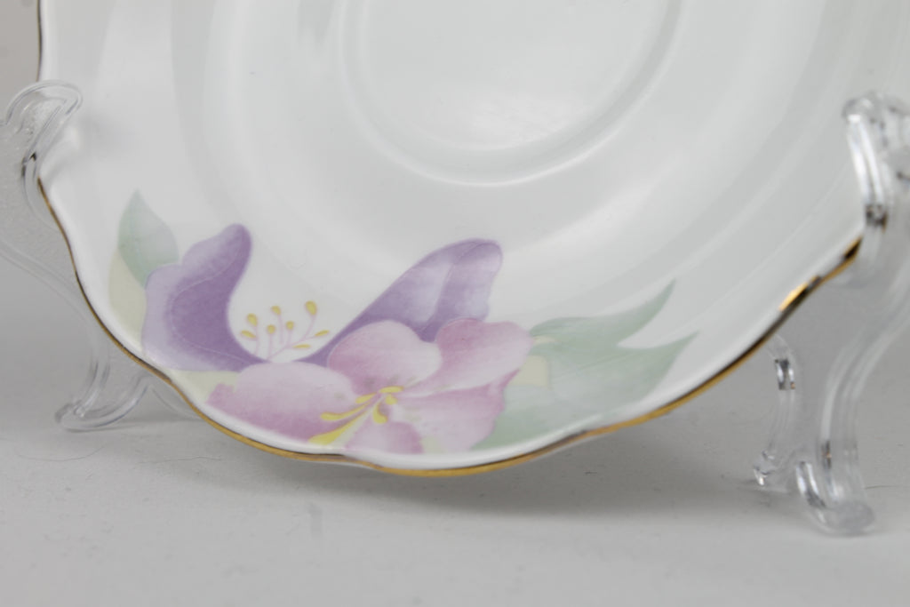 Fine Bone China Schoteltje – Paars Floral met Goudrand
