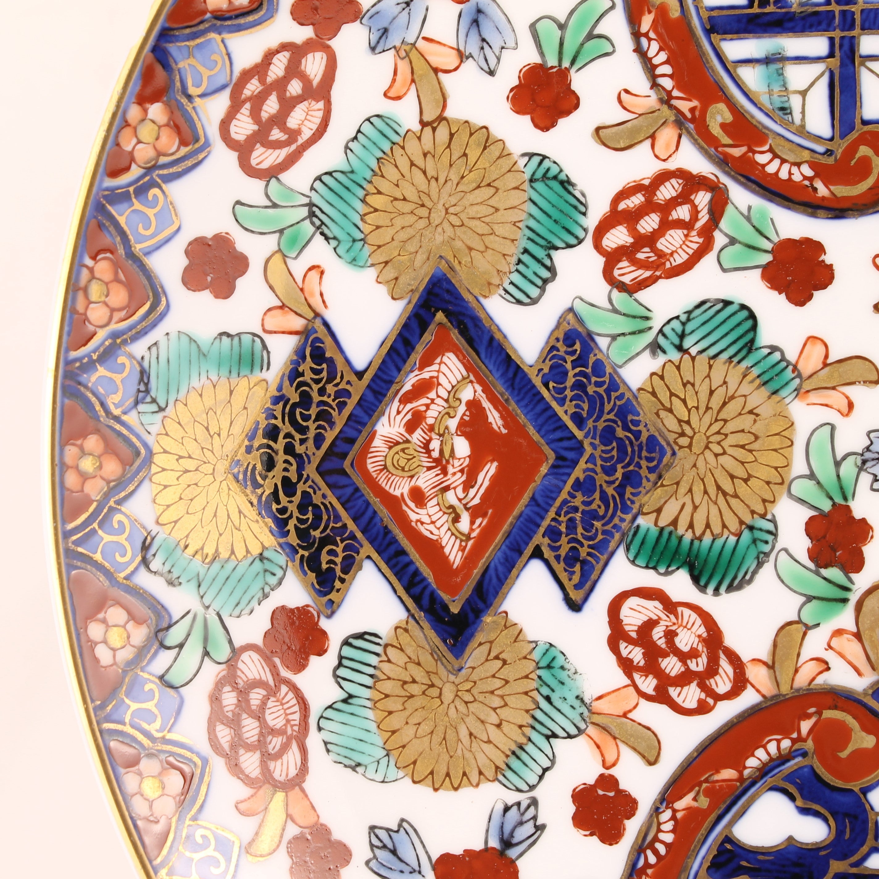 Japans Imari Stijl Wandbord met Gouddecor – Handbeschilderd Porselein ca. 1960