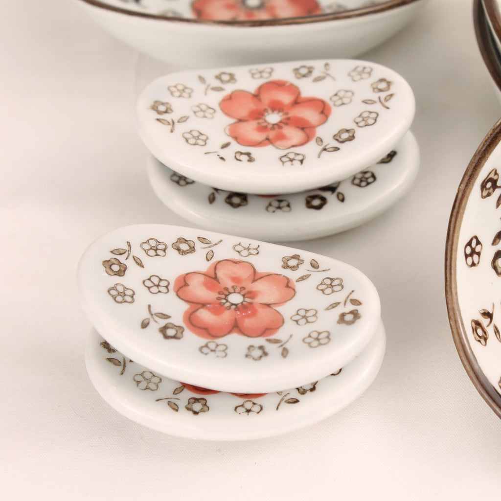 Japanse Sushi & Soja Saus Set – 8 Delig Keramiek met Bloemmotief