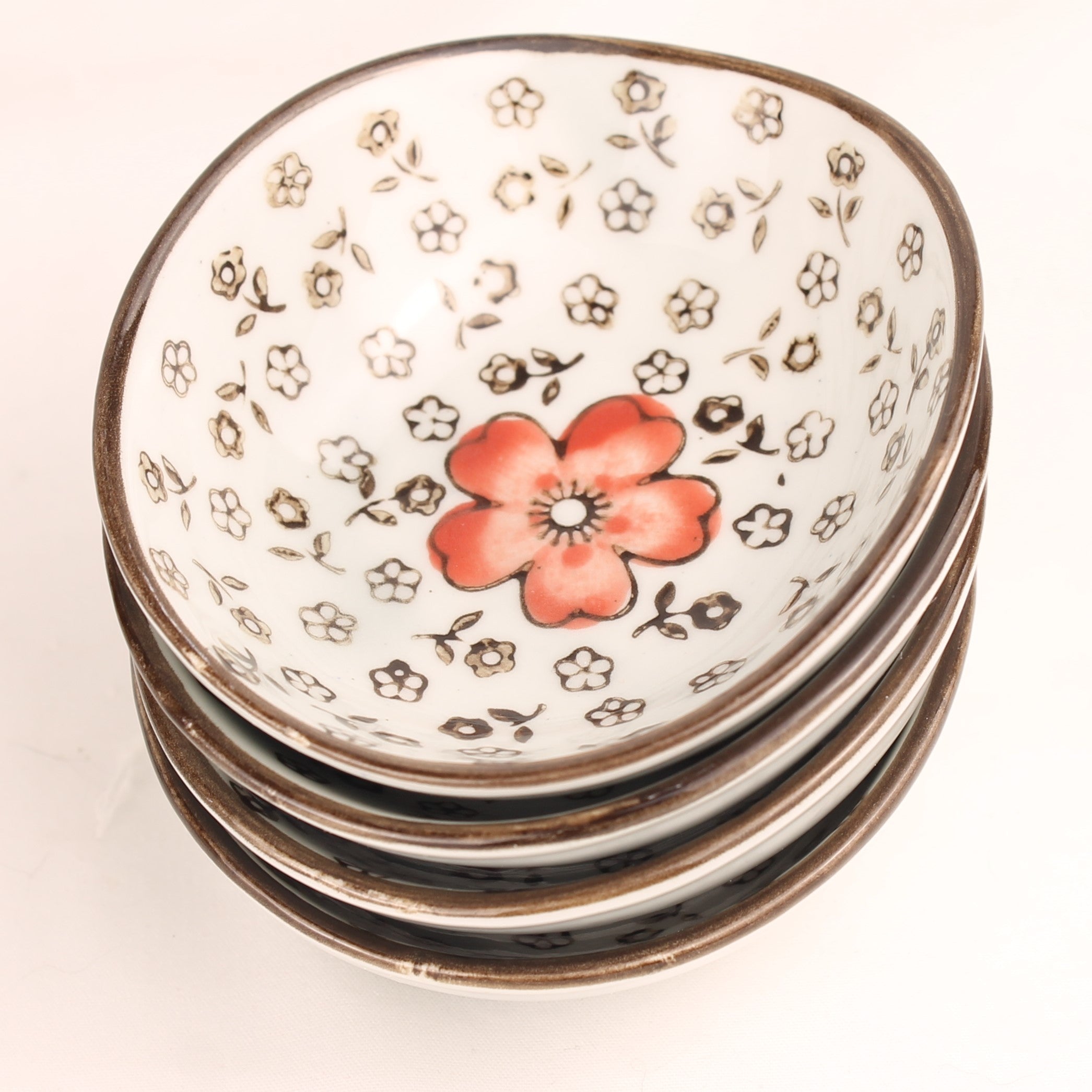 Japanse Sushi & Soja Saus Set – 8 Delig Keramiek met Bloemmotief