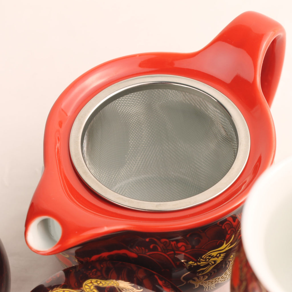 Chinese Gongfu Theeset met Drakenmotief in Originele Doos – Dubbelwandige Kopjes