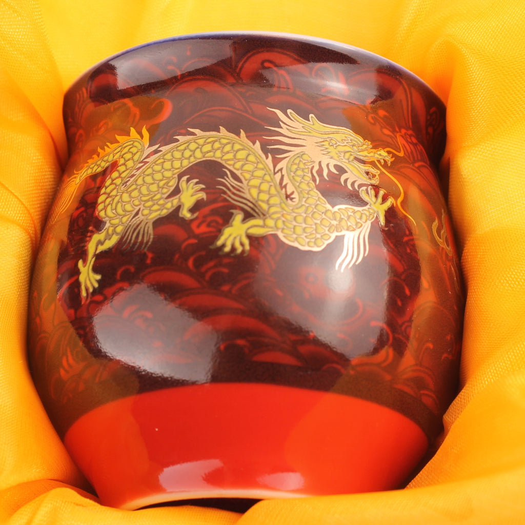 Chinese Gongfu Theeset met Drakenmotief in Originele Doos – Dubbelwandige Kopjes