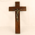 Groot Houten Wandkruis met Verguld Christus Corpus en INRI - 45 cm - Katholieke Devotionalia